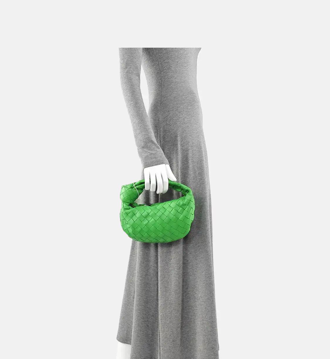 Bottega Veneta BOTTEGA VENETA Jodie green sheepskin woven handbag silver hardware Size ONE SIZE - 2 Thumbnail