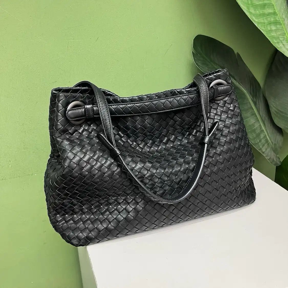 Bottega Veneta BOTTEGA VENETA tote bag black sheepskin woven shoulder bag Size ONE SIZE - 2 Thumbnail