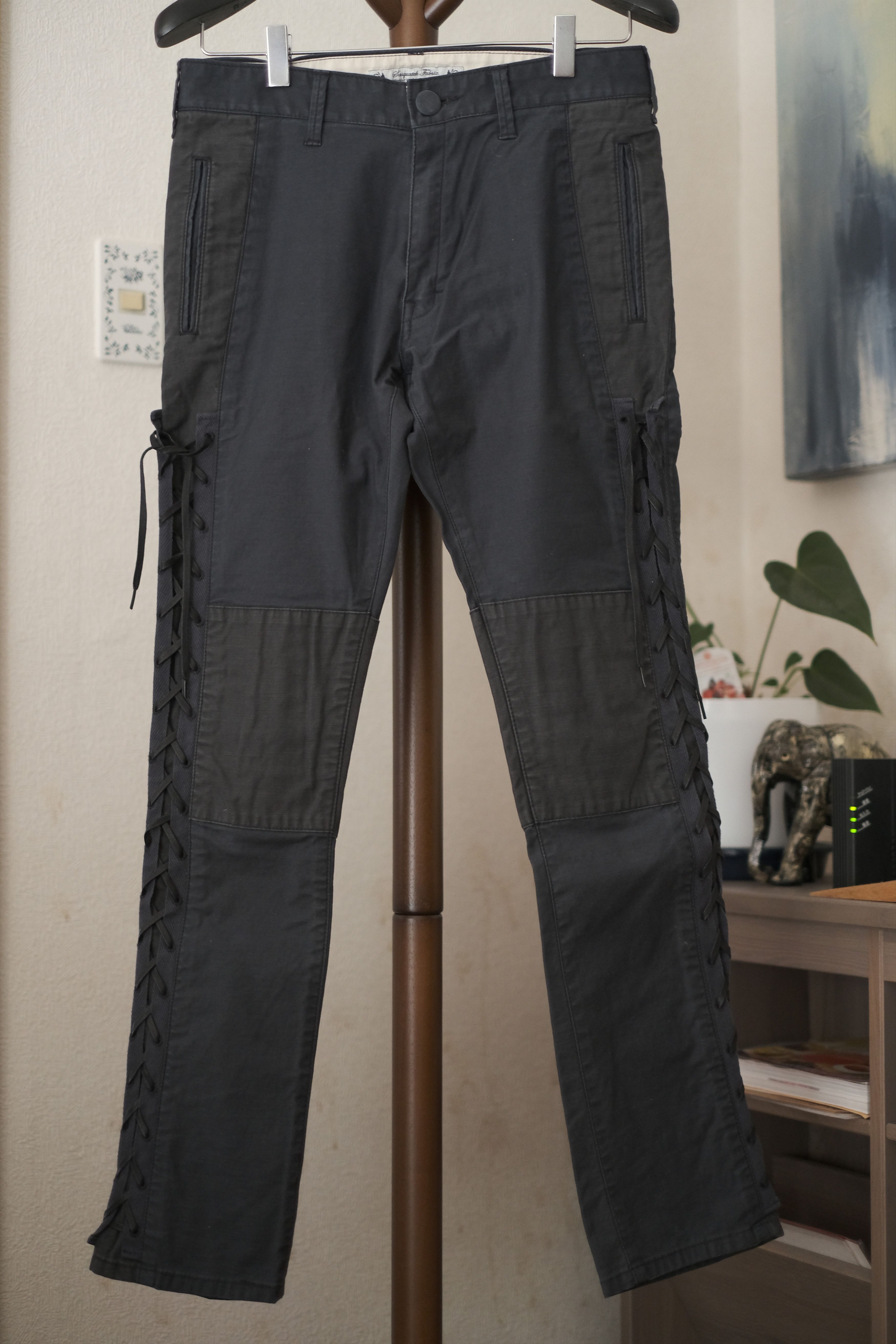 image of Sasquatchfabrix Sasquatchfabric Tied Hem Pants in Black, Men's (Size 28)