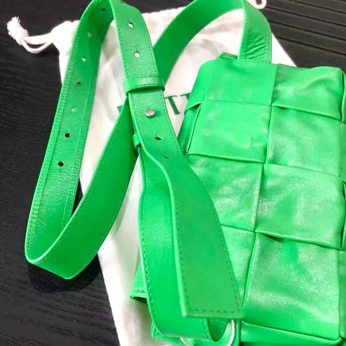 Bottega Veneta BOTTEGA VENETA Cassette green cowhide leather woven crossbody bag Size ONE SIZE - 9 Thumbnail