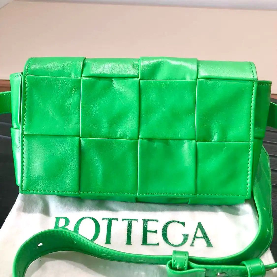 Bottega Veneta BOTTEGA VENETA Cassette green cowhide leather woven crossbody bag Size ONE SIZE - 2 Thumbnail