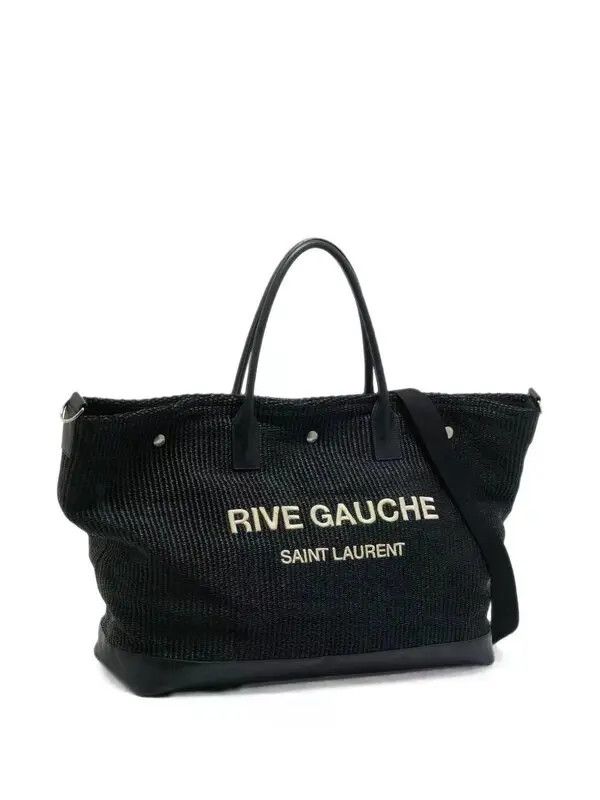 Saint Laurent Paris maxi rive gauche raffia tote bag black Size ONE SIZE - 2 Thumbnail