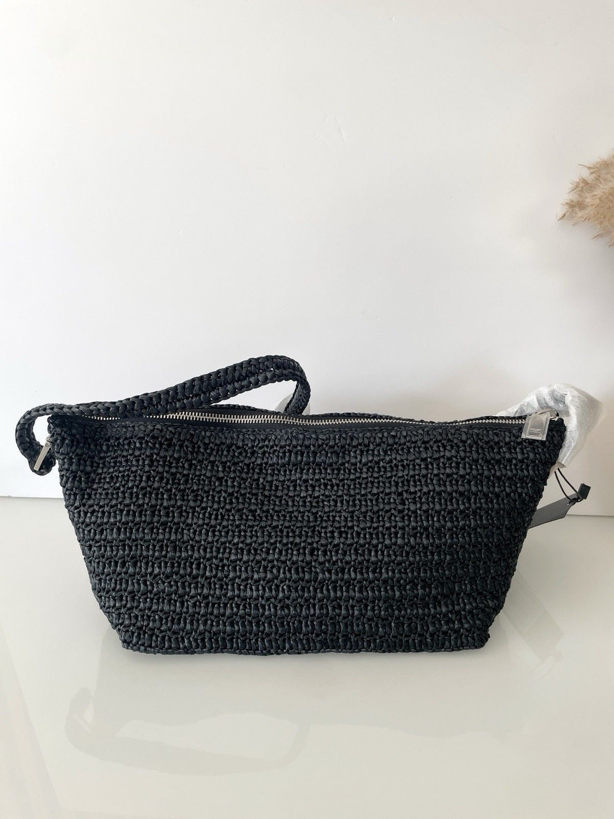 Saint Laurent Paris le raffia shoulder bag black Size ONE SIZE - 3 Thumbnail
