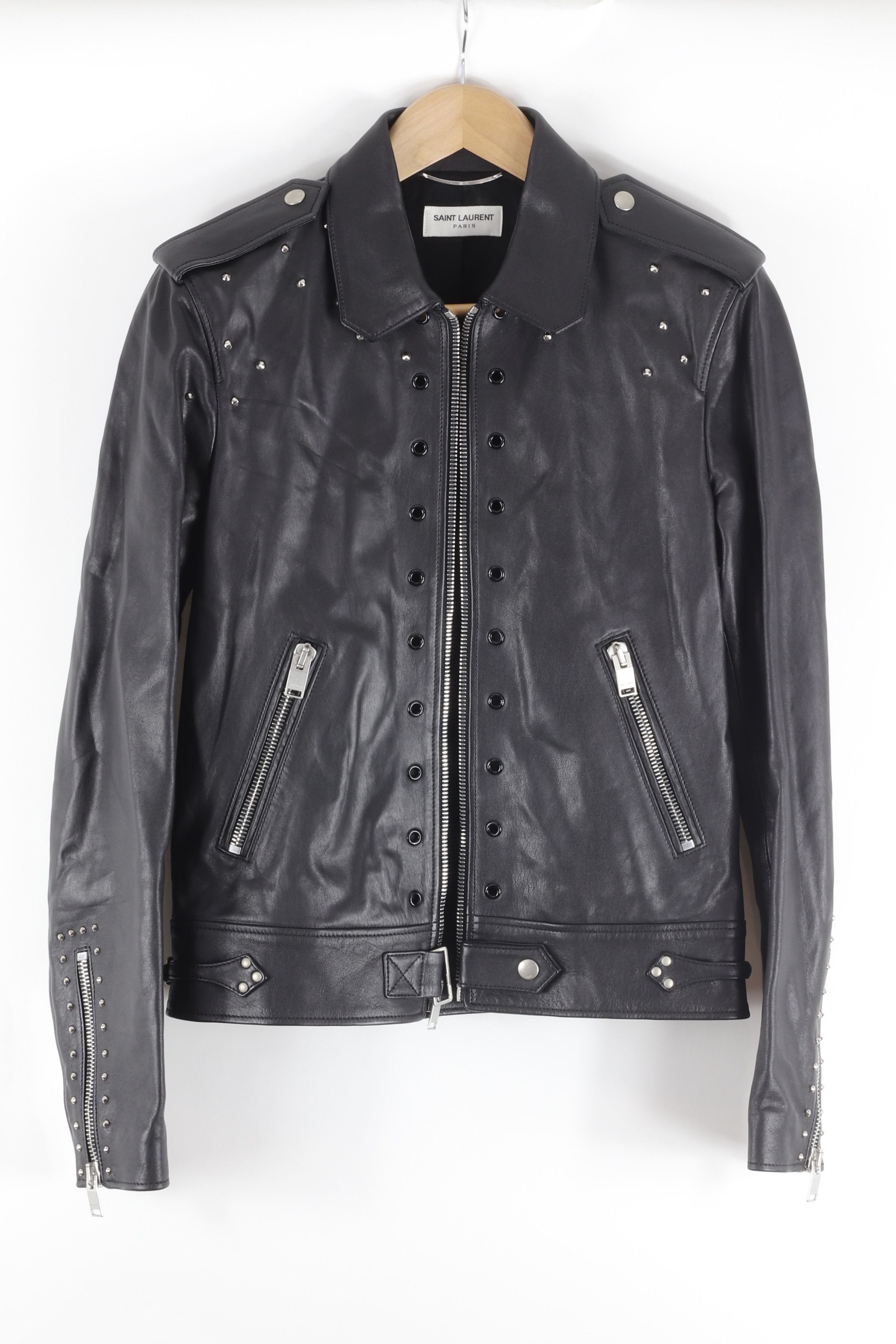 Saint laurent studded bomber jacket discount