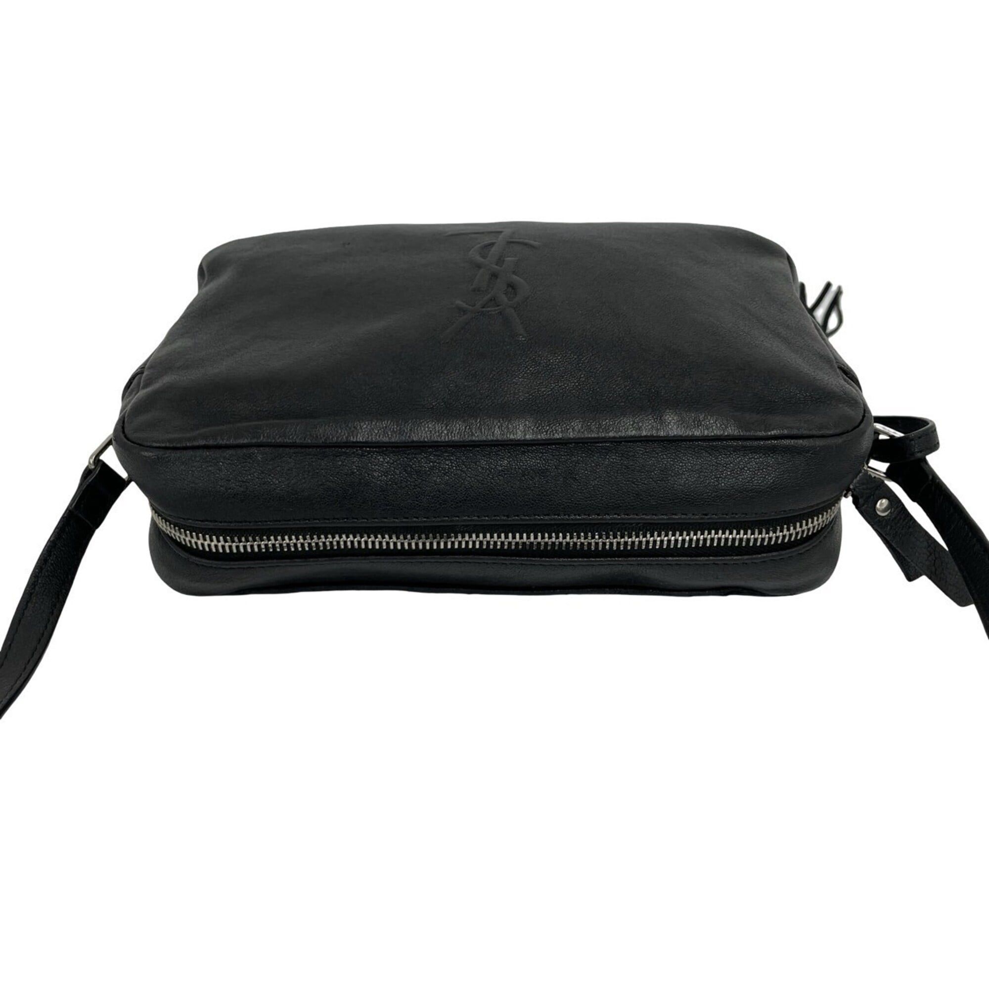 Saint Laurent Paris SAINT LAURENT Lou Camera Bag Small YSL Logo Embossed Leather Shoulder Pouch Black 172-6 Size ONE SIZE - 4 Thumbnail
