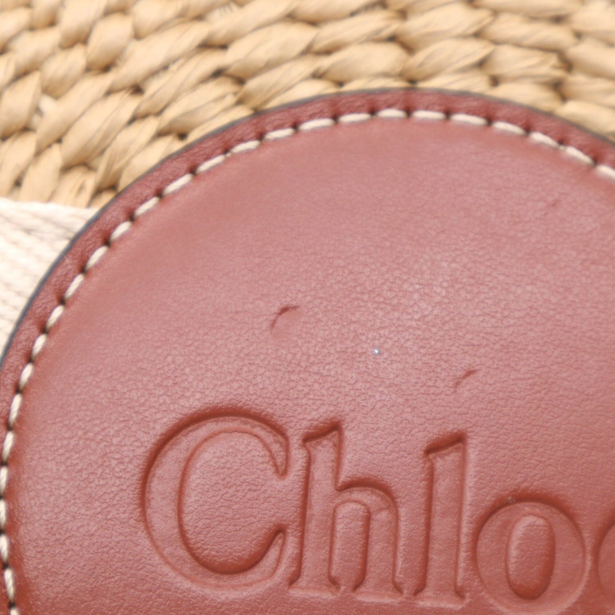 Chloe Chloe Raffia Linen Woody Small Basket Shoulder Bag CHC22SS381G55 Beige Brown Women's Size ONE SIZE - 11 Thumbnail