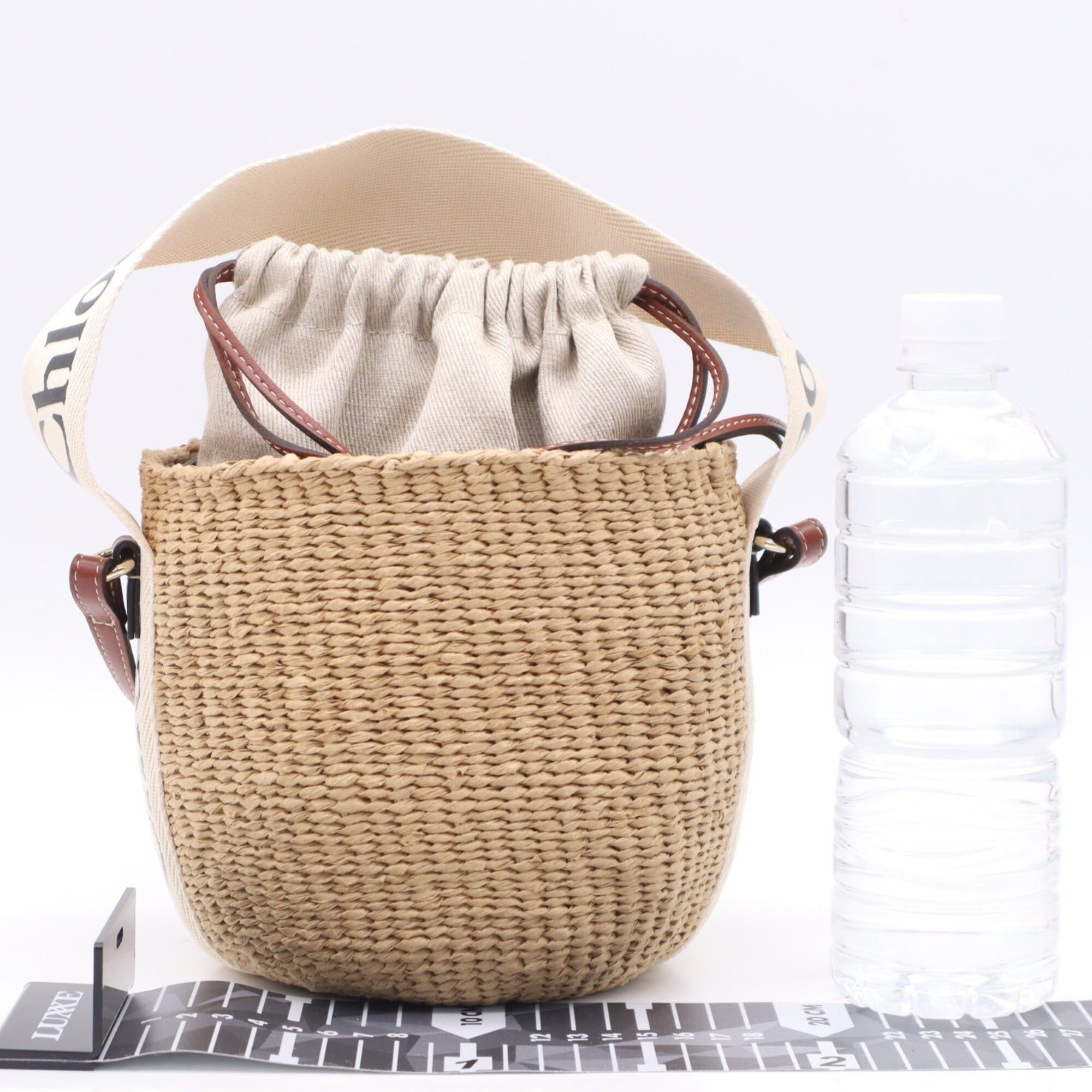 Chloe Chloe Raffia Linen Woody Small Basket Shoulder Bag CHC22SS381G55 Beige Brown Women's Size ONE SIZE - 3 Thumbnail