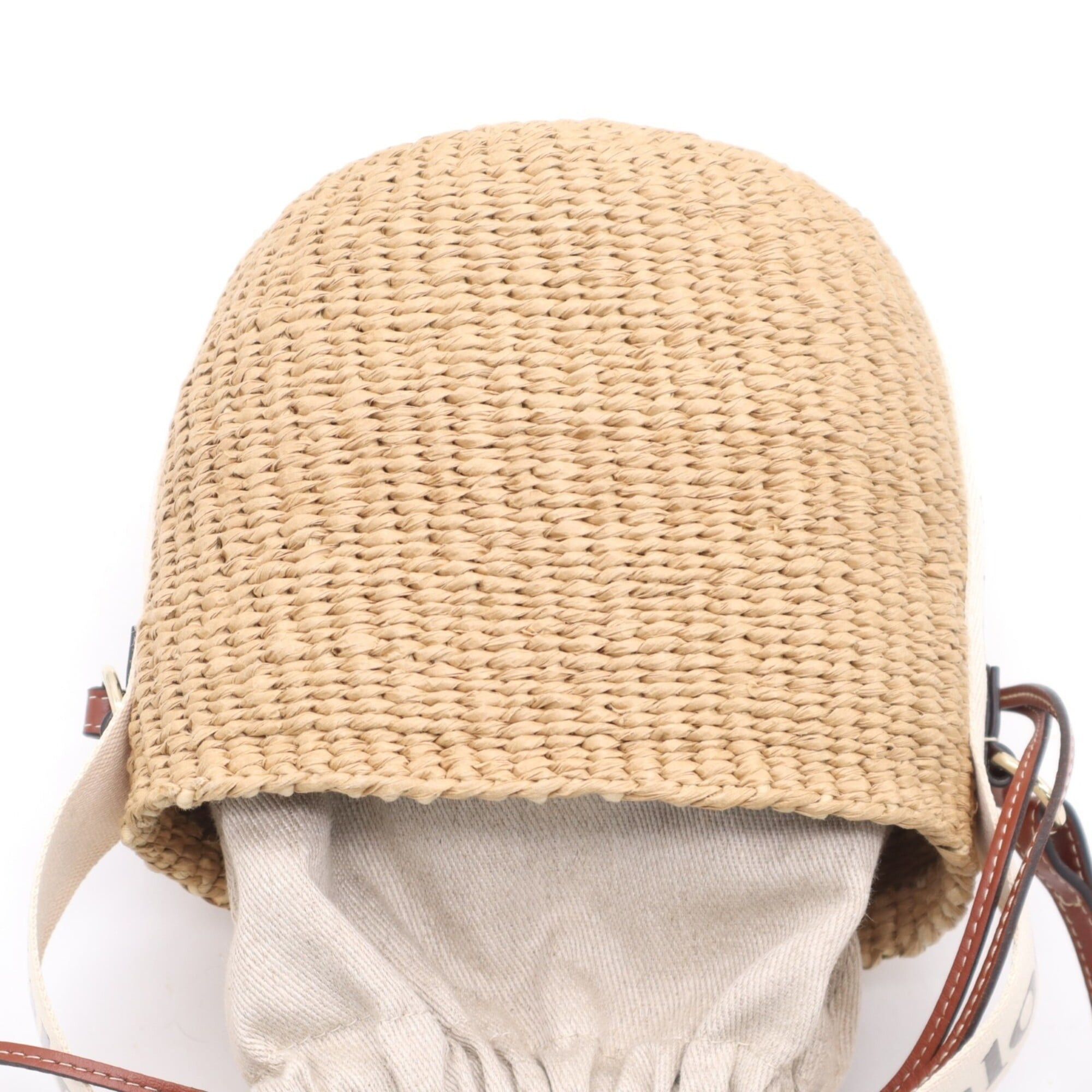 Chloe Chloe Raffia Linen Woody Small Basket Shoulder Bag CHC22SS381G55 Beige Brown Women's Size ONE SIZE - 7 Thumbnail