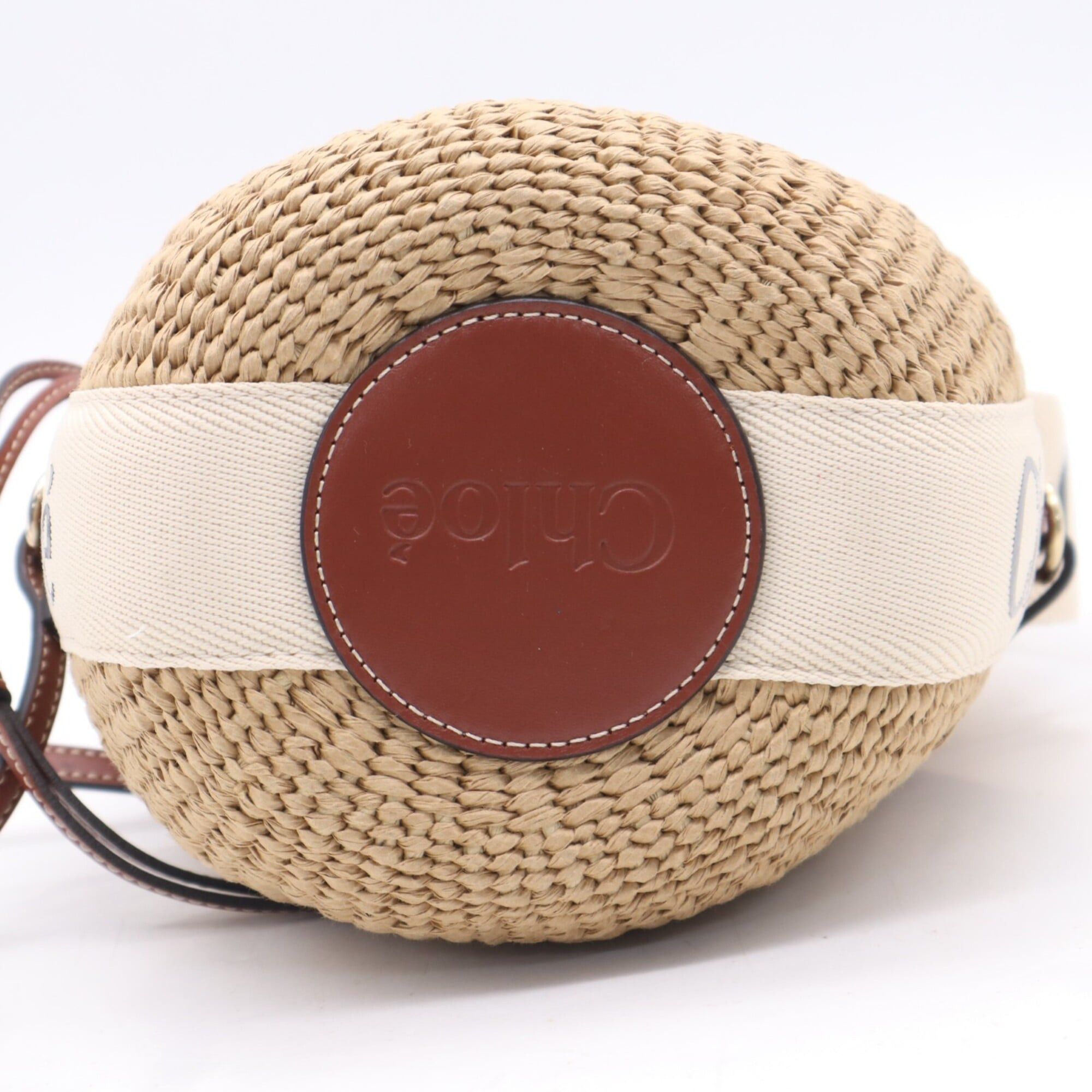 Chloe Chloe Raffia Linen Woody Small Basket Shoulder Bag CHC22SS381G55 Beige Brown Women's Size ONE SIZE - 8 Thumbnail