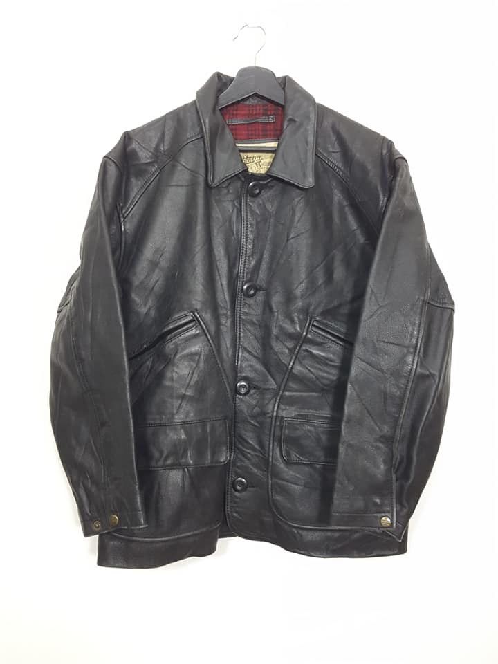 Chevignon Leather Plaid Tartan lined Jacket