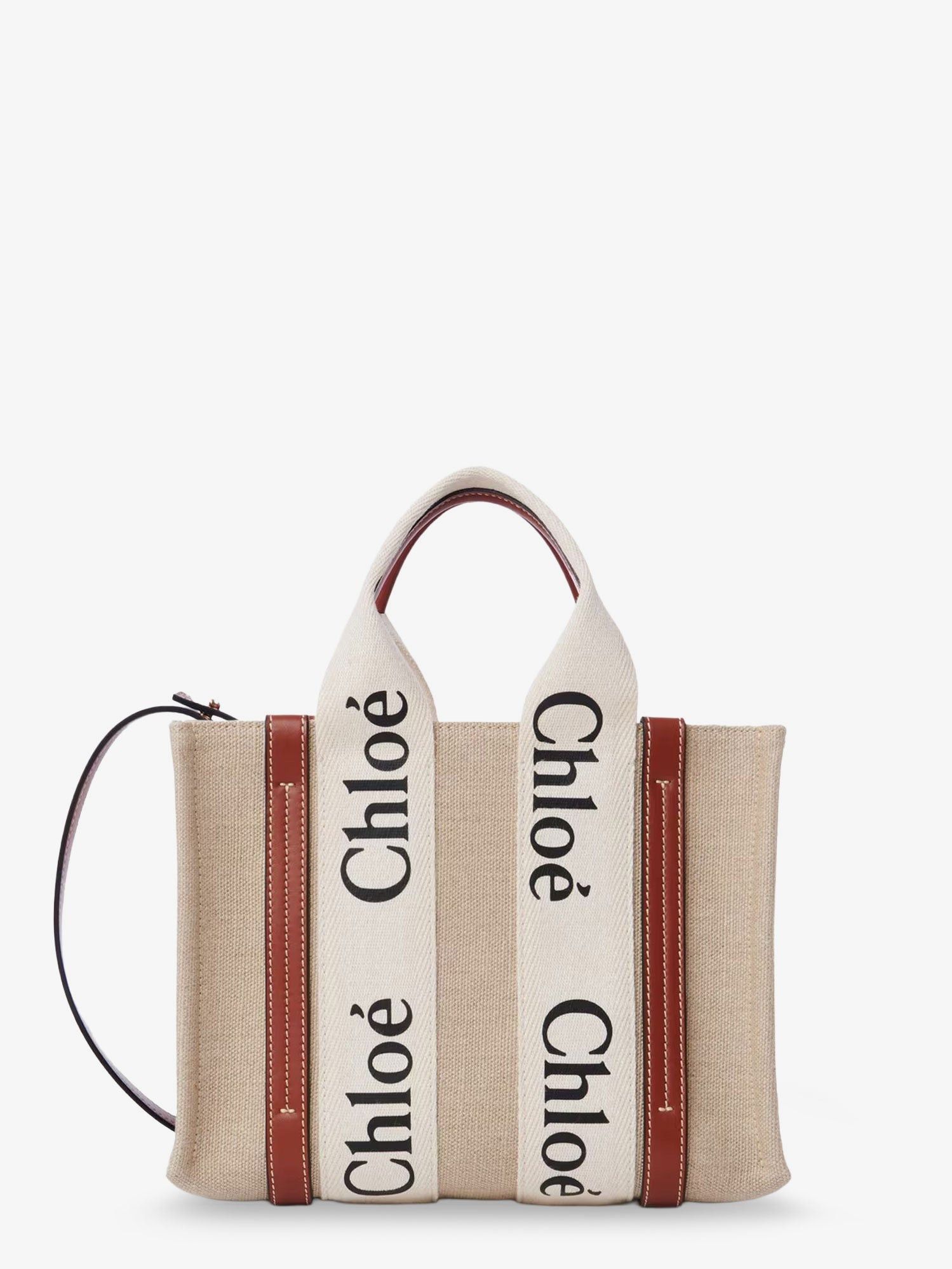 Chloe Woody Linen And Leather Tote Bag Size ONE SIZE - 2 Thumbnail