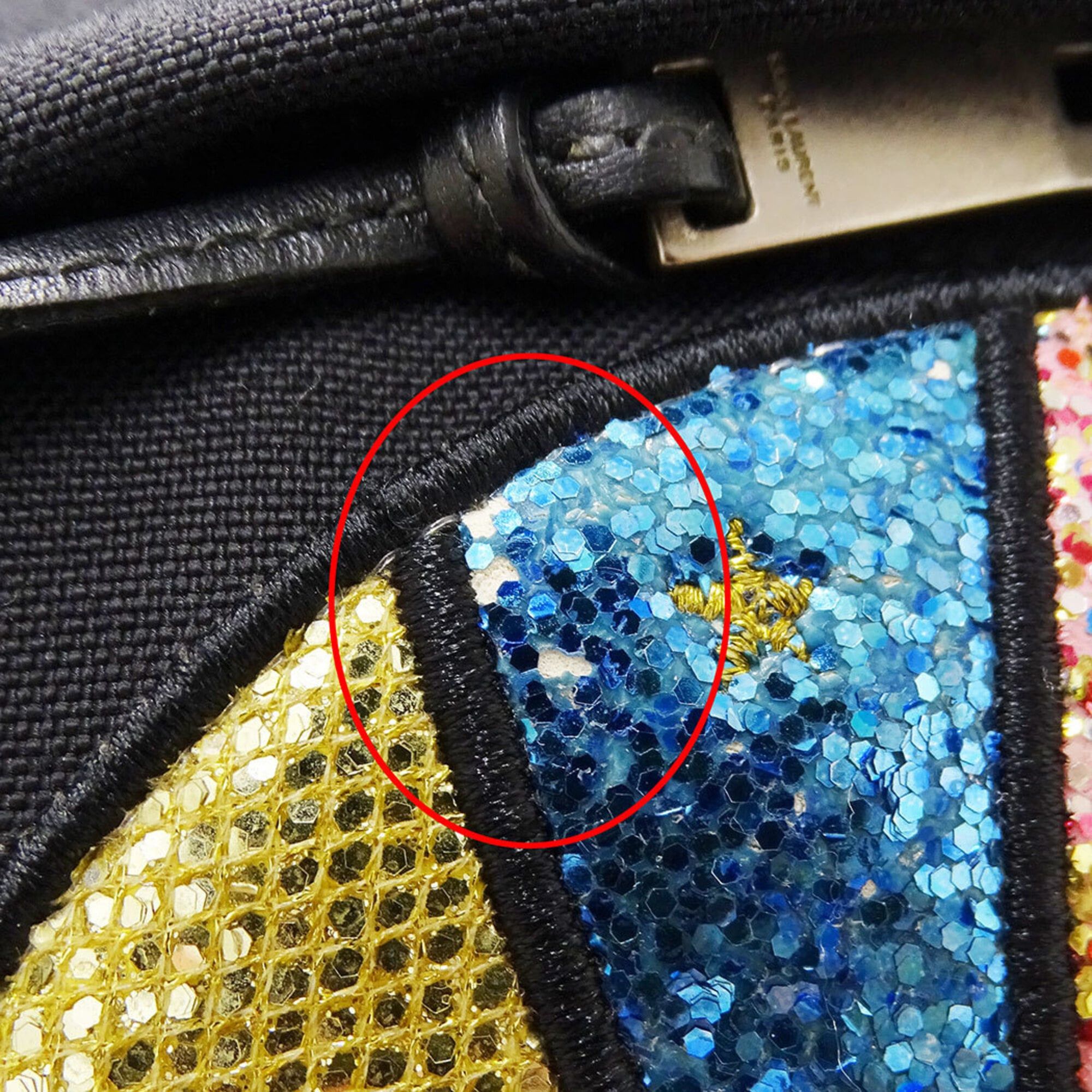 Saint Laurent Paris Saint Laurent handbag, women's and men's brand backpack, canvas, sequined, Classic City California Backpack, black, multicolor, 437087, shark design. Size ONE SIZE - 11 Thumbnail
