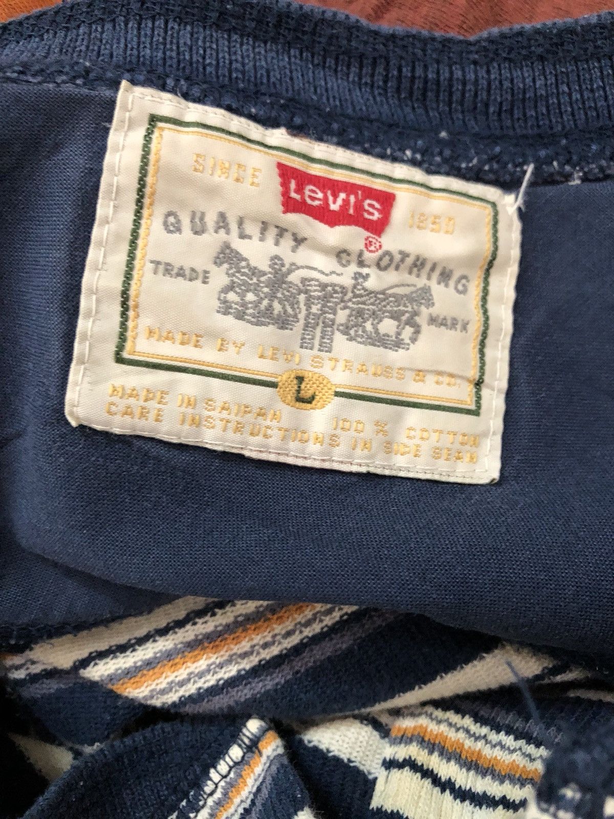 Levi's Vintage 90s Levi’s Striped Henley Shirt Size US L / EU 52-54 / 3 - 9 Thumbnail