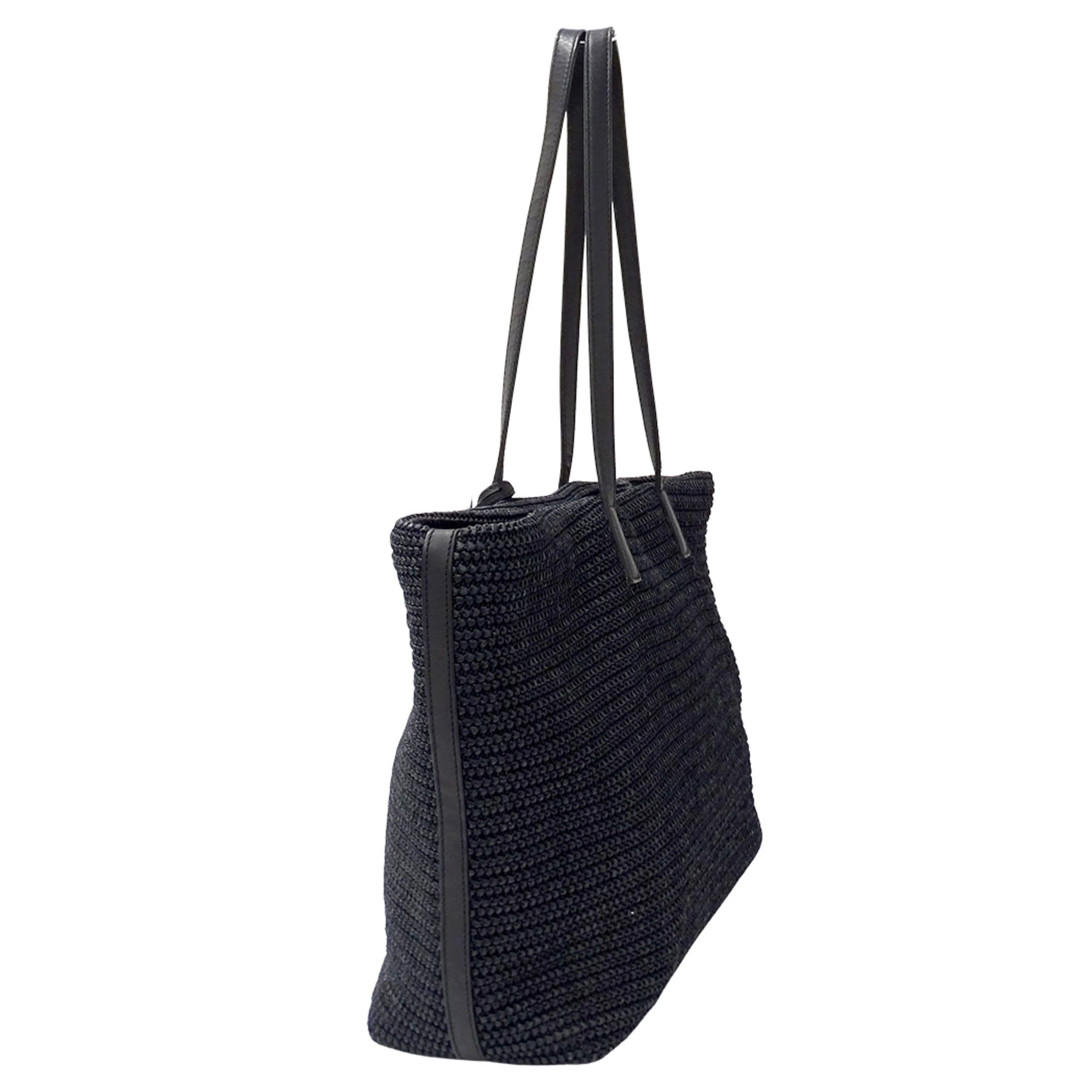 Saint Laurent Paris Saint Laurent handbag, women's brand tote bag, raffia, black, 490793, straw summer bag Size ONE SIZE - 4 Thumbnail