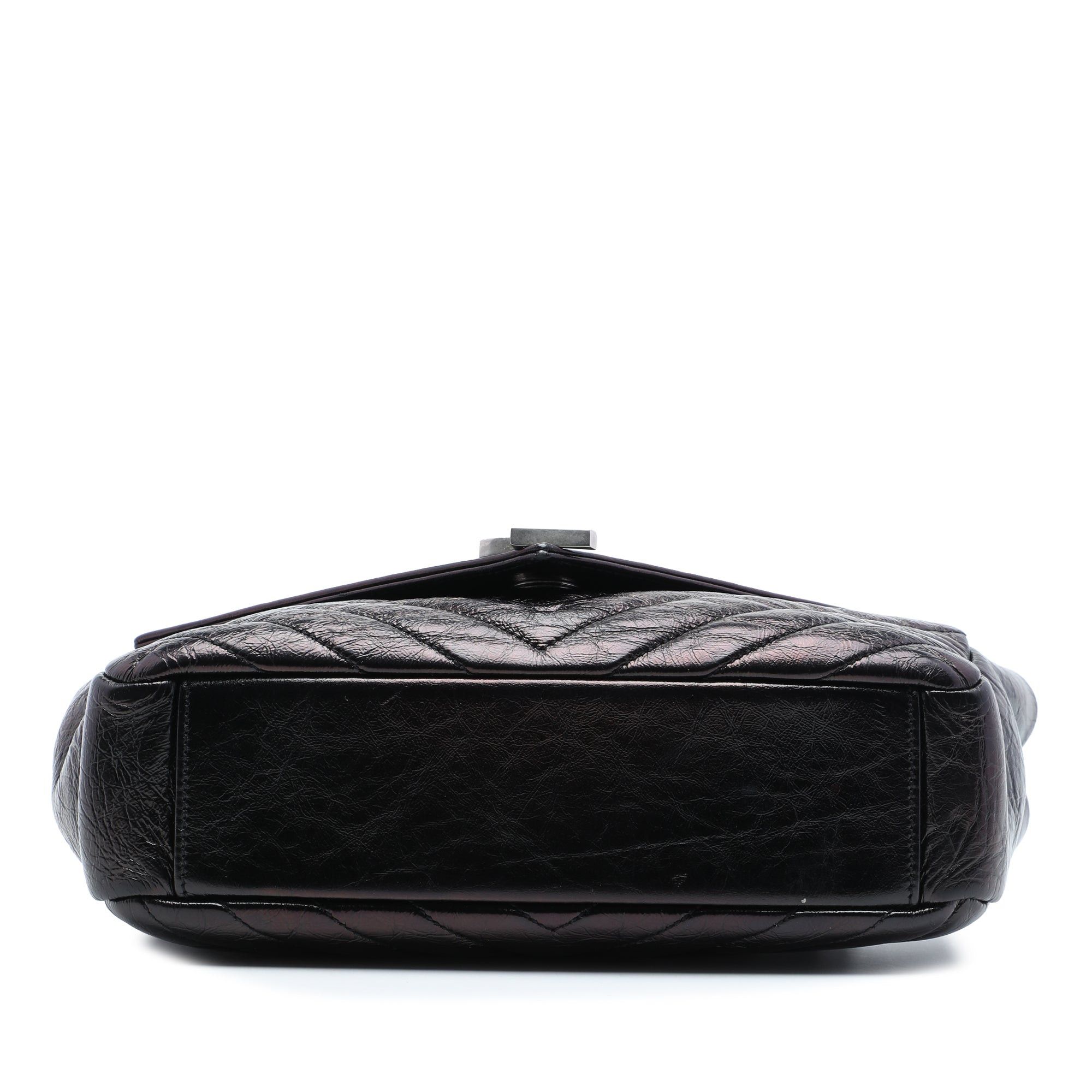 Saint Laurent Paris Chevron Metallic Crinkled Calfskin Punk Chain Bag Size ONE SIZE - 3 Thumbnail