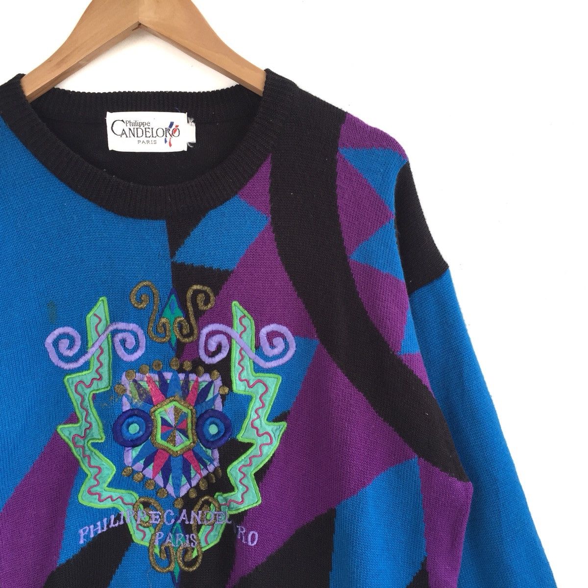 Designer Philippe Candeloro Paris Multicolor Embroided Logo Knitwear Size US L / EU 52-54 / 3 - 5 Thumbnail