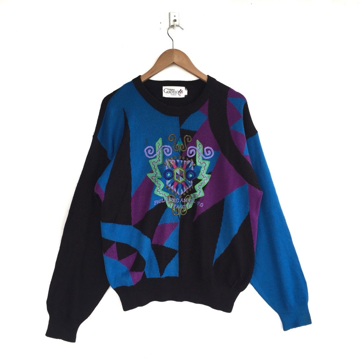 Designer Philippe Candeloro Paris Multicolor Embroided Logo Knitwear Size US L / EU 52-54 / 3 - 1 Thumbnail