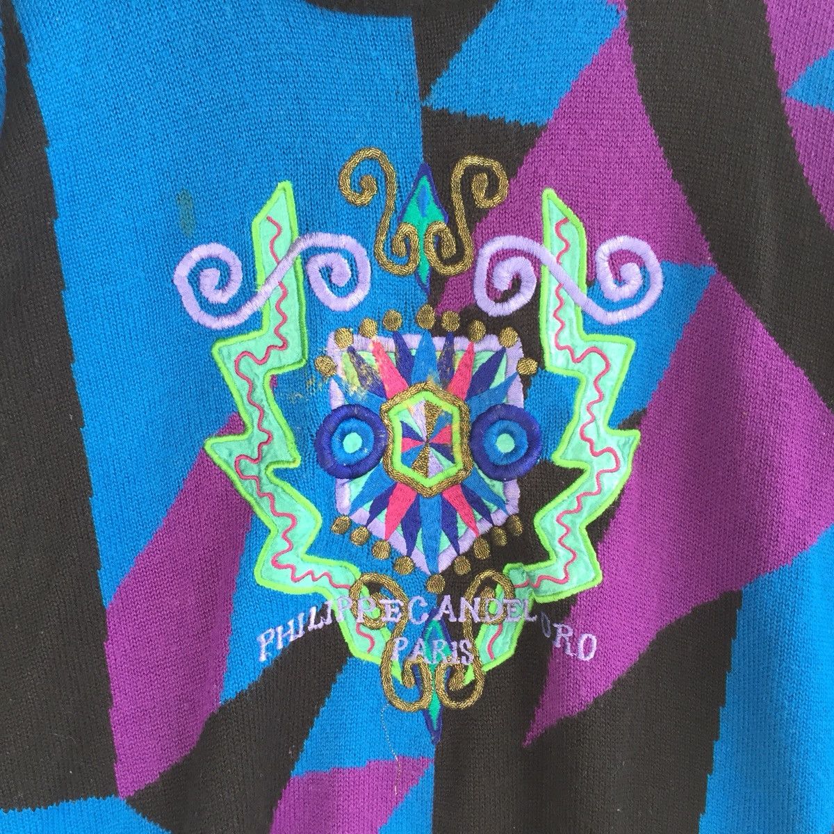 Designer Philippe Candeloro Paris Multicolor Embroided Logo Knitwear Size US L / EU 52-54 / 3 - 7 Thumbnail
