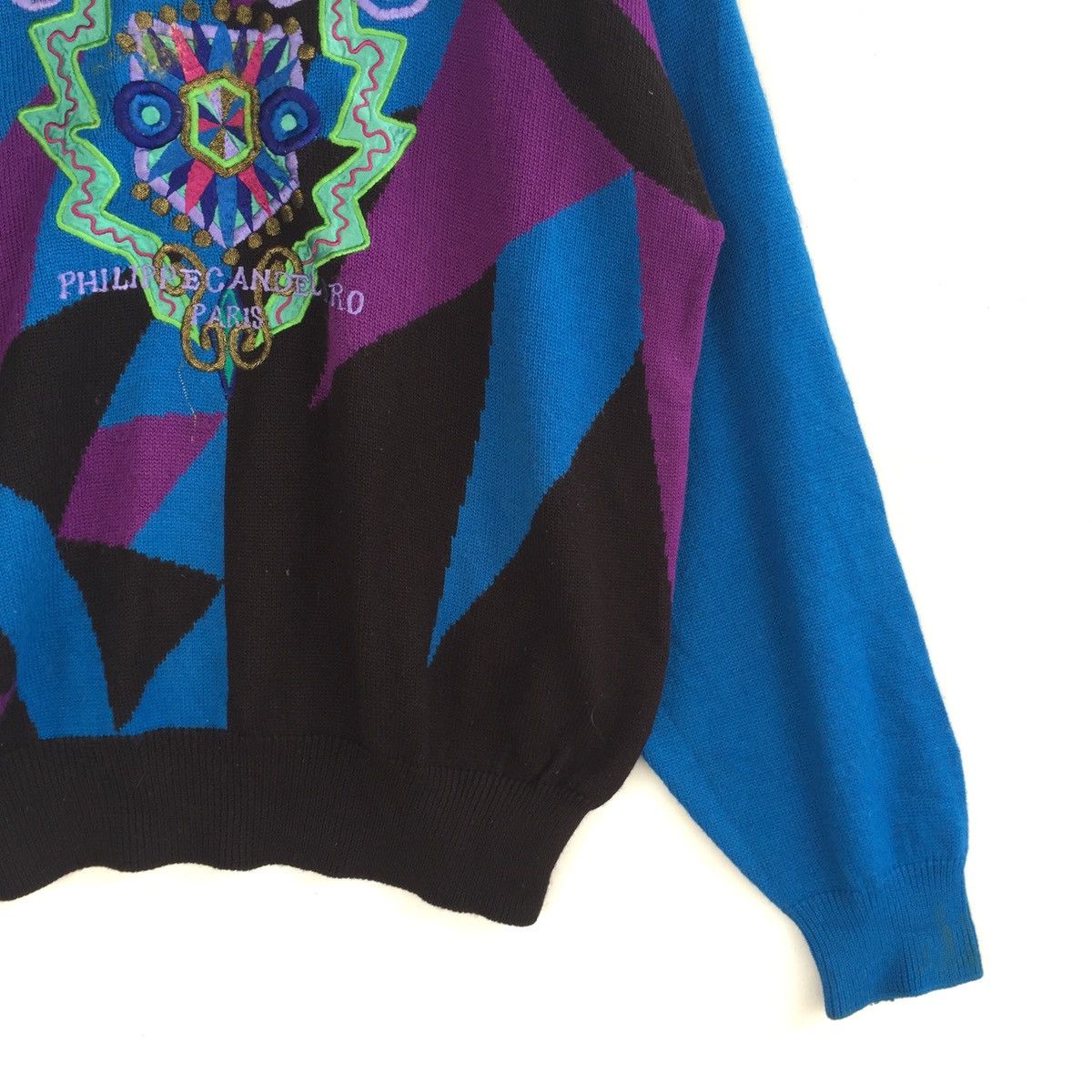 Designer Philippe Candeloro Paris Multicolor Embroided Logo Knitwear Size US L / EU 52-54 / 3 - 4 Thumbnail