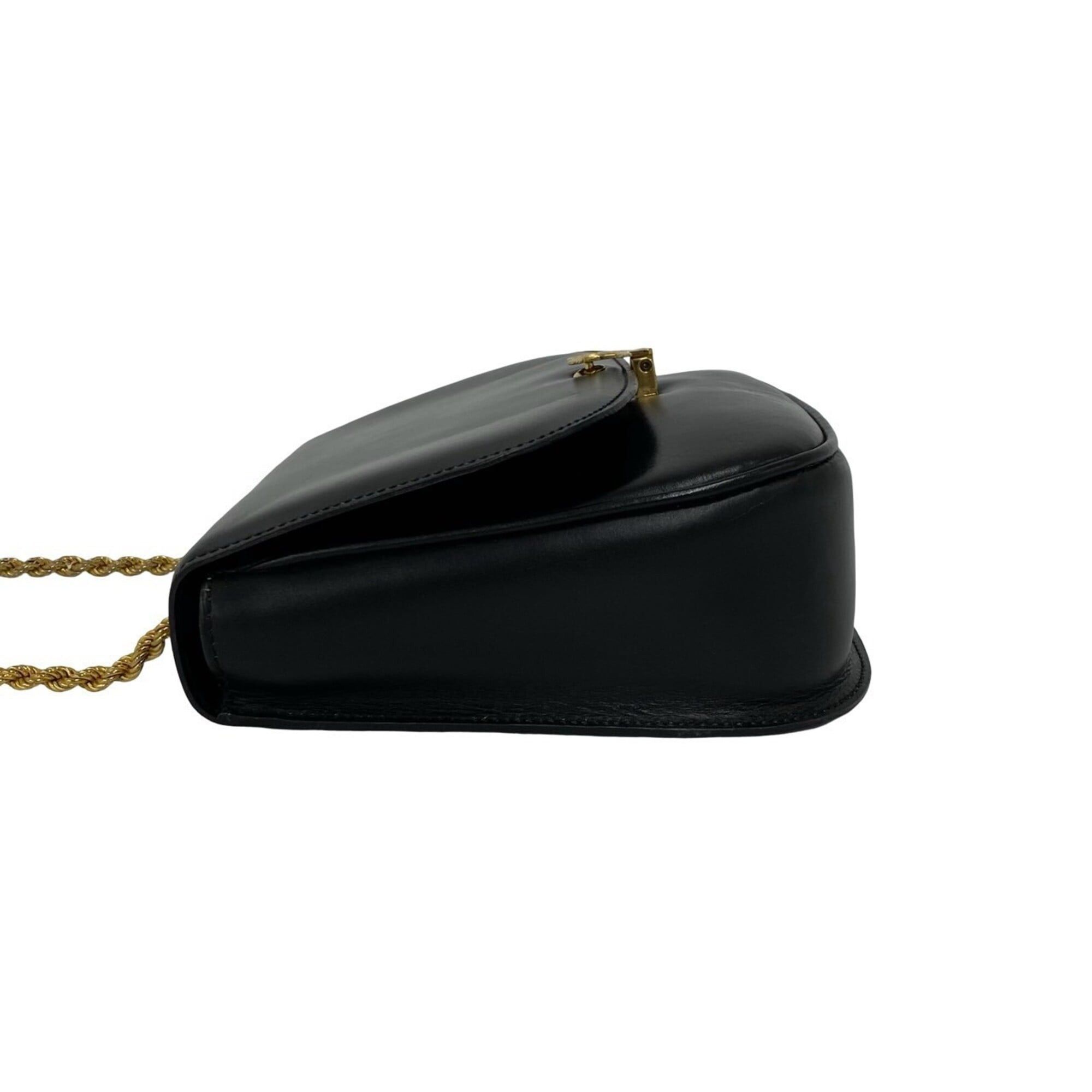 Celine CELINE Triomphe Logo Leather Chain Shoulder Bag/Pouch/Sacoche, Black, 30156 Size ONE SIZE - 5 Thumbnail