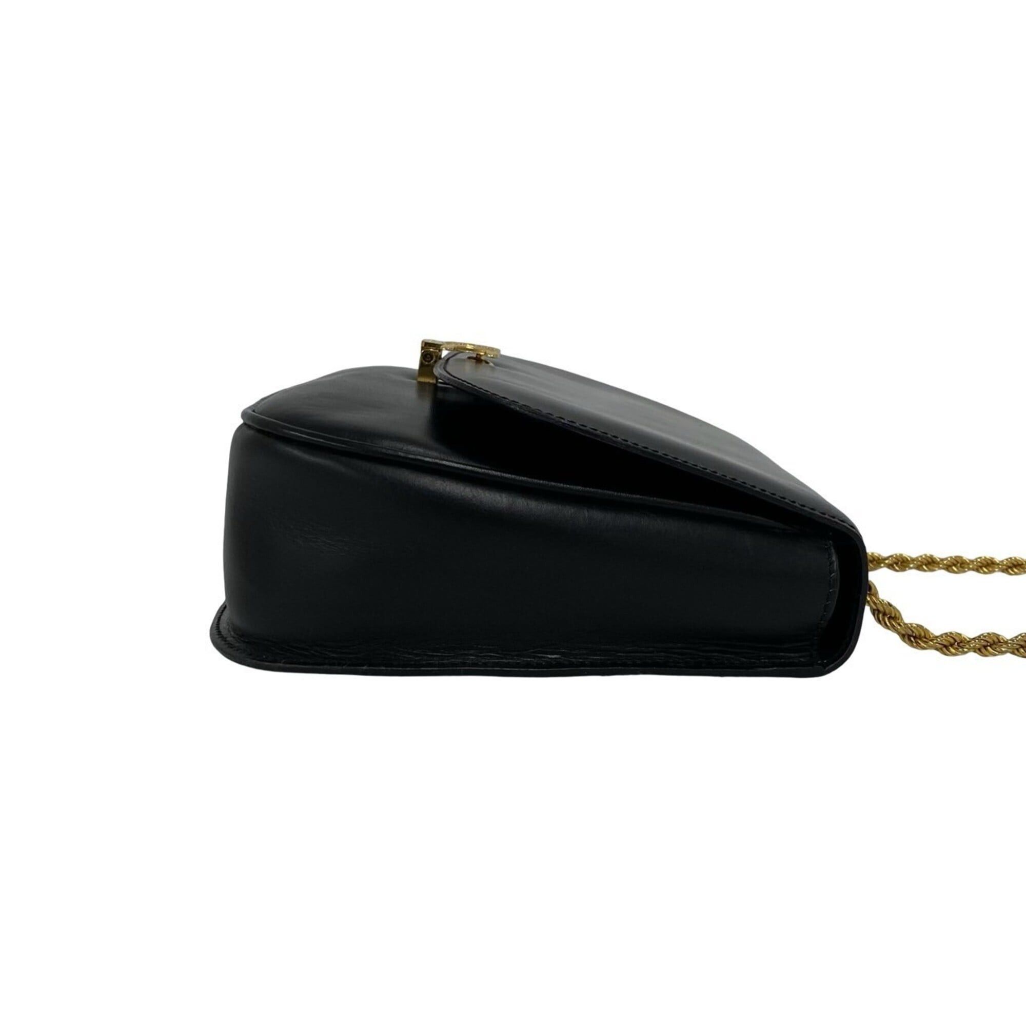 Celine CELINE Triomphe Logo Leather Chain Shoulder Bag/Pouch/Sacoche, Black, 30156 Size ONE SIZE - 6 Thumbnail