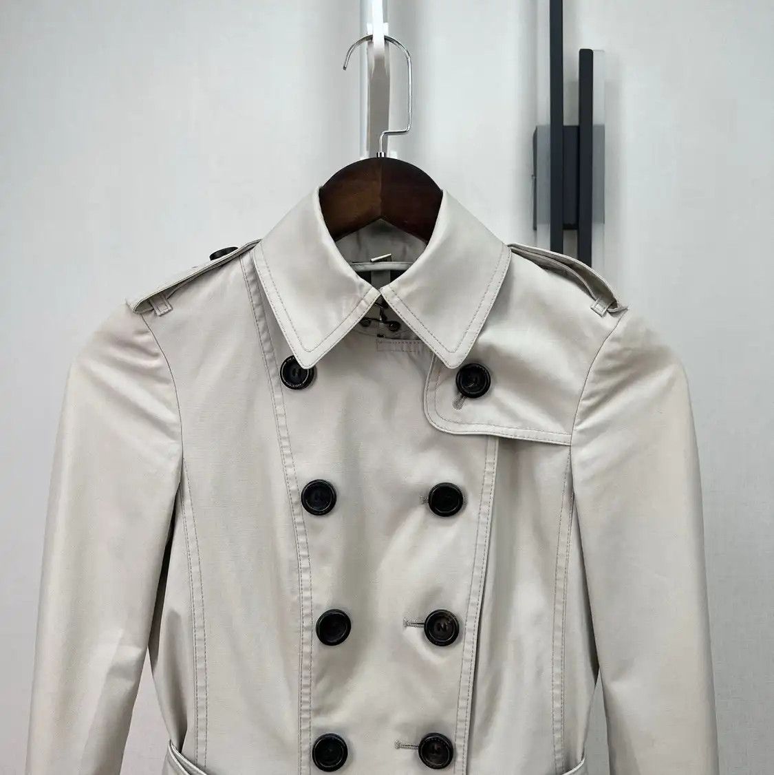 Burberry BURBERRY S size light grey cotton Women's mid-length trench coat Size S / US 4 / IT 40 - 3 Thumbnail