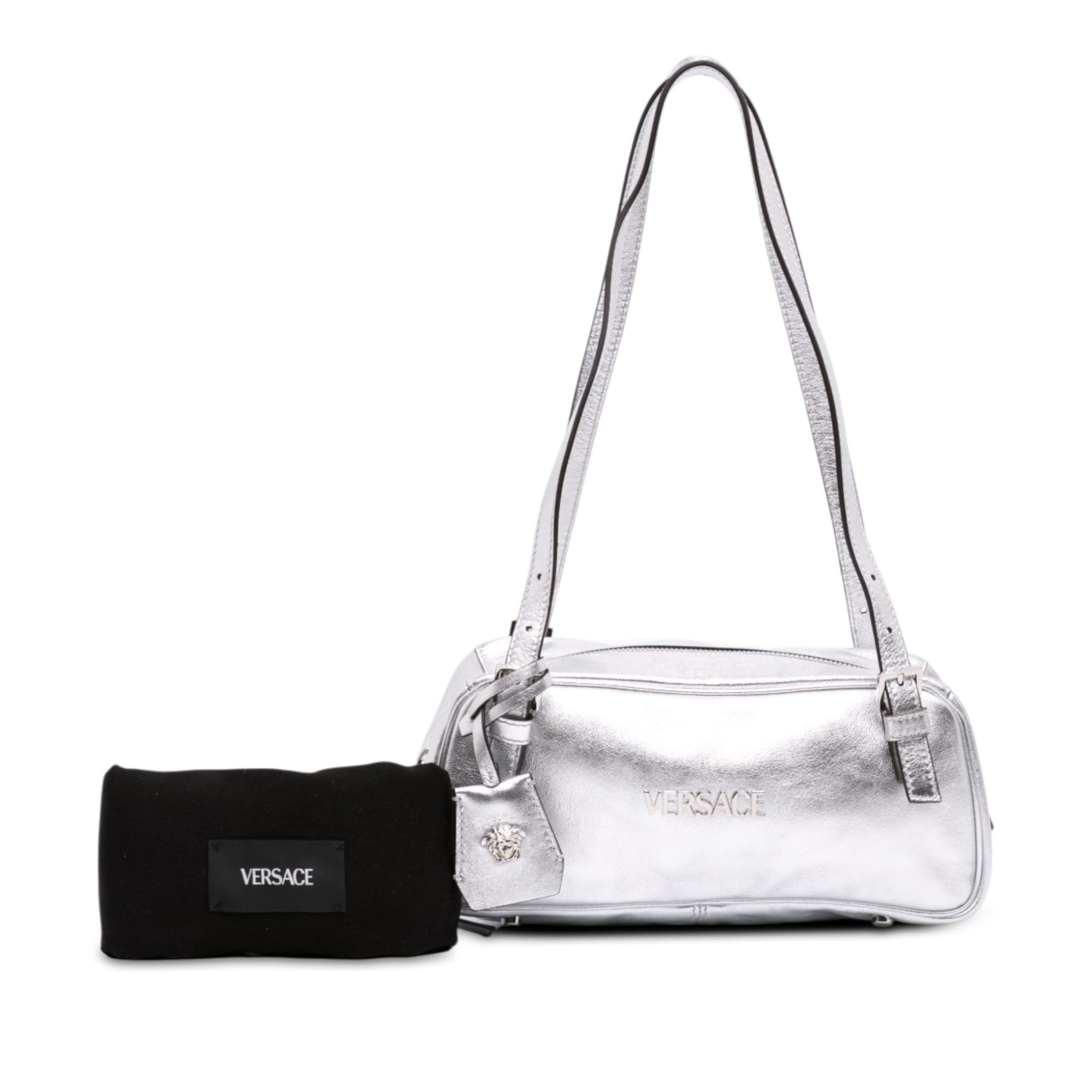 Versace Metallic Leather Tag Bowling Bag Size ONE SIZE - 7 Thumbnail