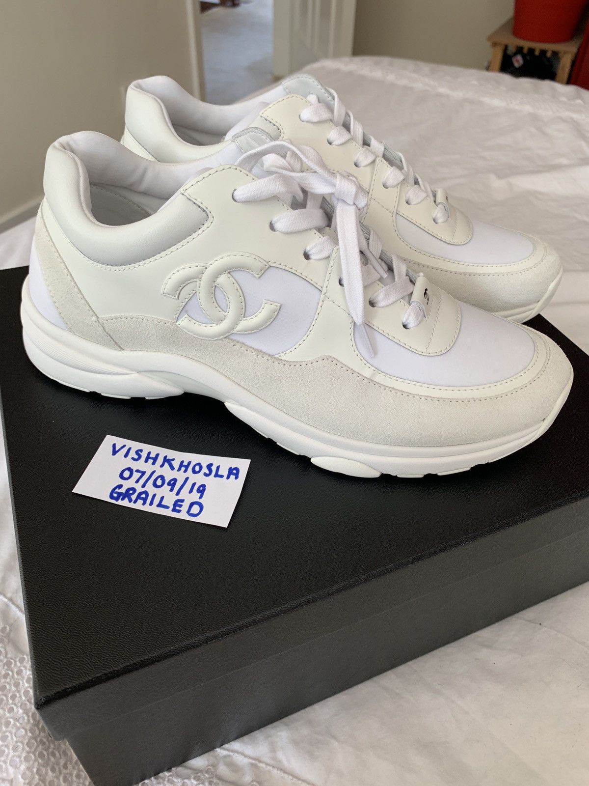 all white chanel runners