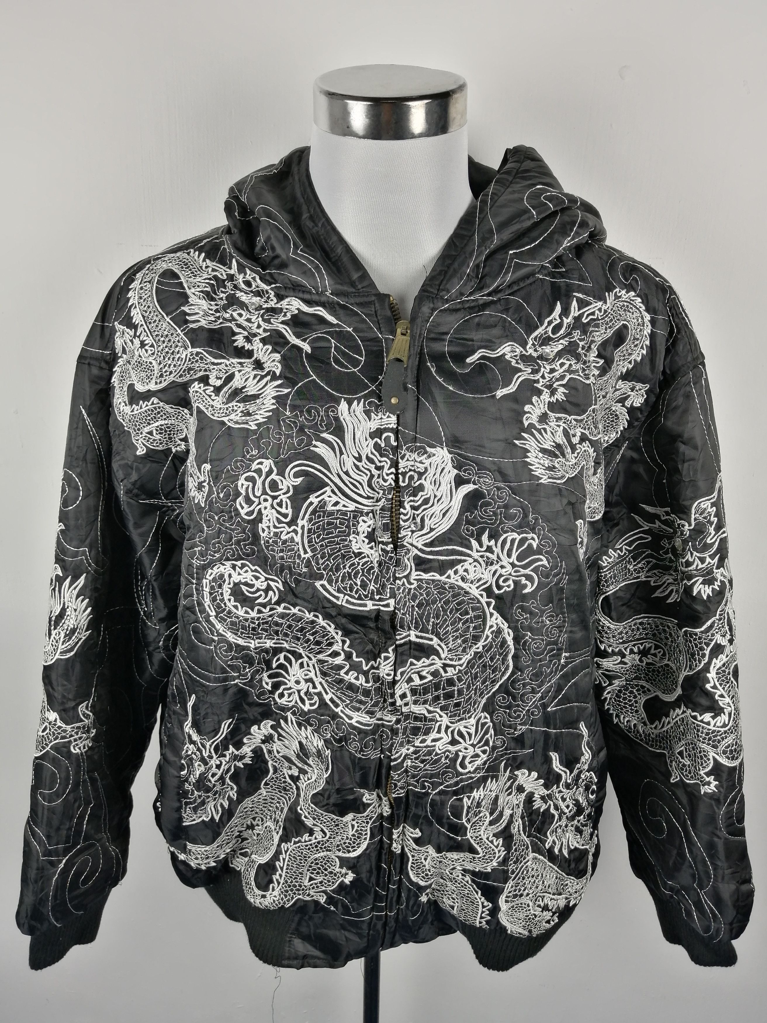 Vintage RARE !!! Vintage Dragon Embroidery Mecca Hooded Jacket Big Size ...