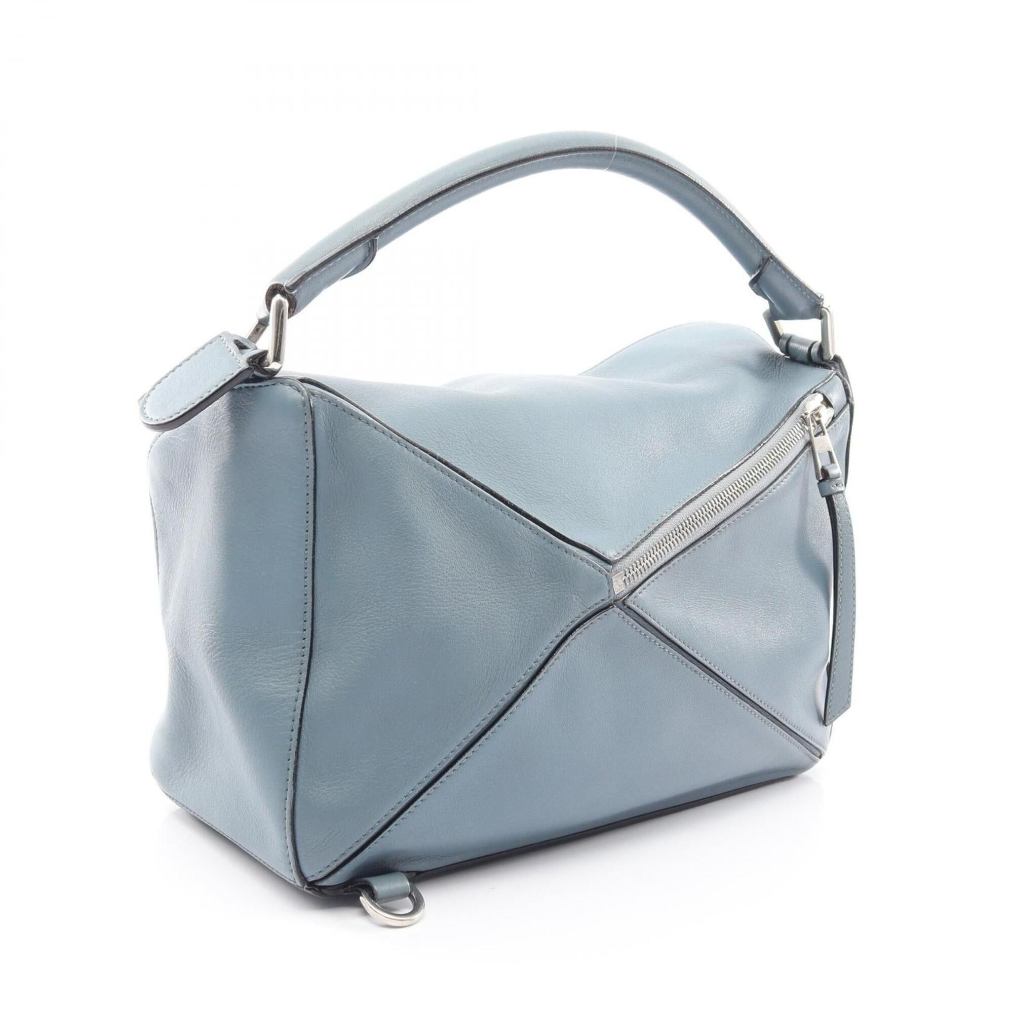 Loewe Loewe Puzzle Bag Medium 2-Way Handbag Leather Women's Blue Size ONE SIZE - 2 Thumbnail