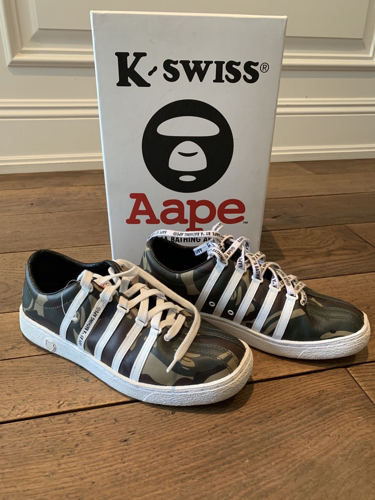 Aape Bape AAPE x BAPE x K Swiss Green Camo 66 Classic Shoe Grailed