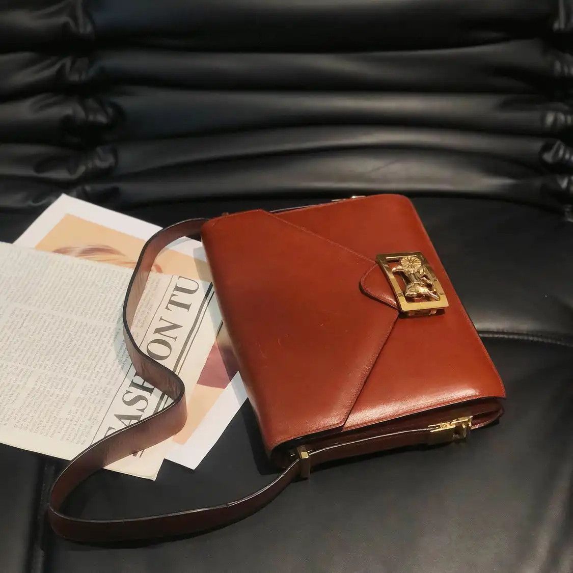 Celine CELINE brown cowhide leather shoulder bag Size ONE SIZE - 7 Thumbnail