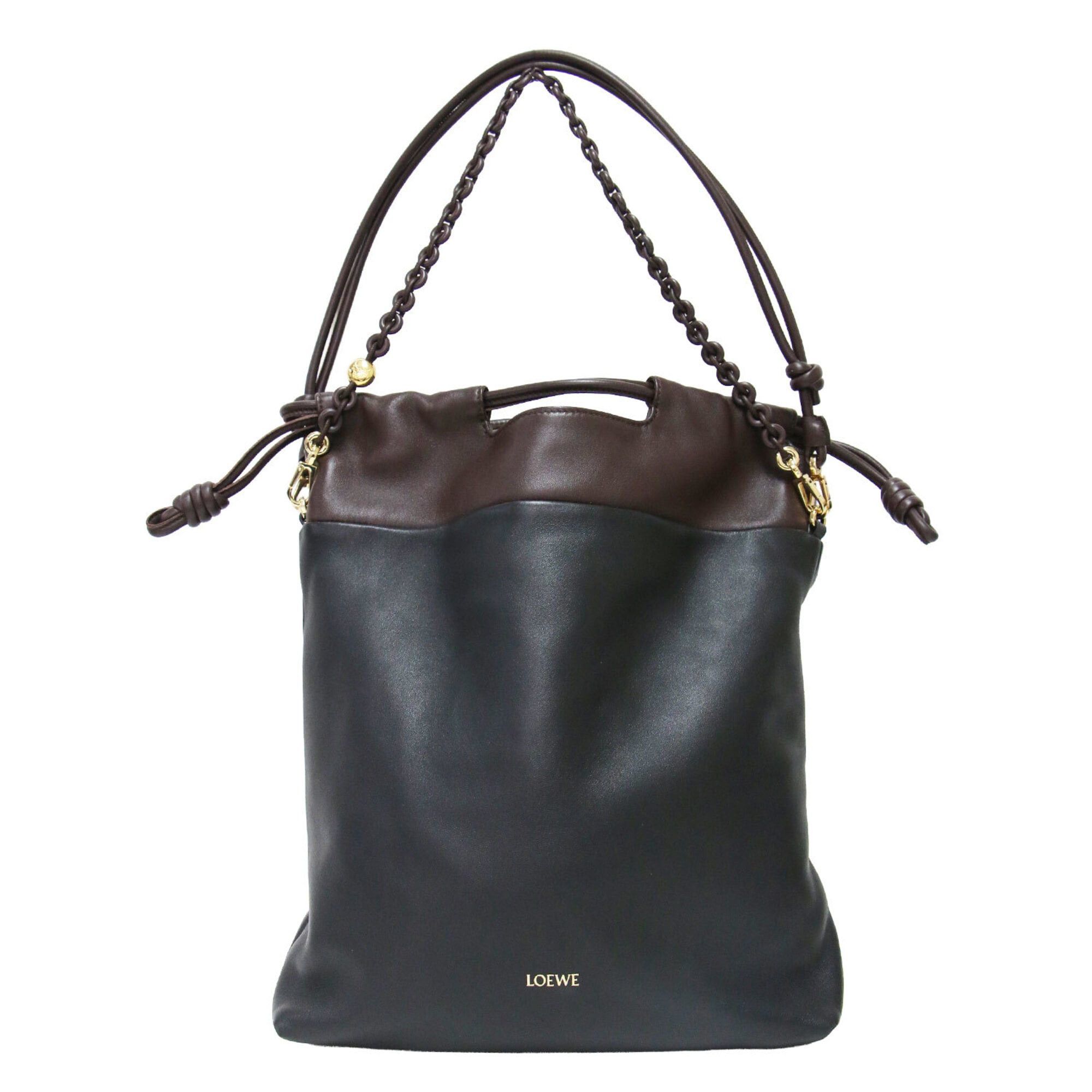 Loewe LOEWE Flamenco Purse Tote Melona Palam Shoulder Bag Crossbody Chain Leather Black Brown Women's Size ONE SIZE - 3 Thumbnail