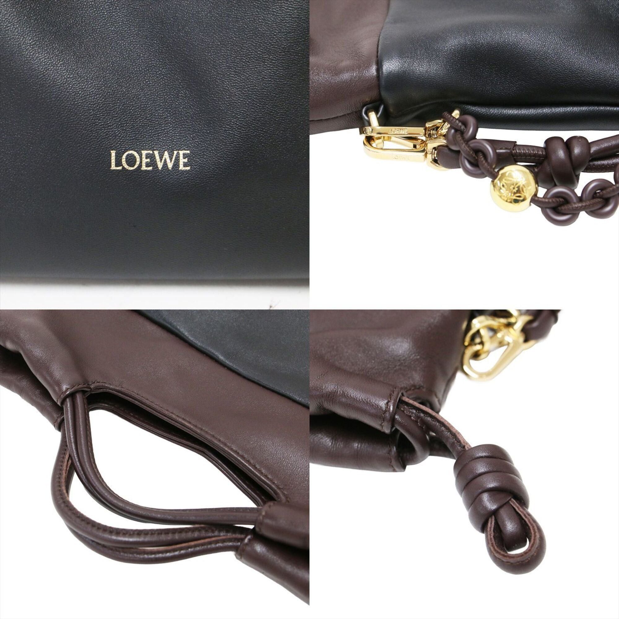Loewe LOEWE Flamenco Purse Tote Melona Palam Shoulder Bag Crossbody Chain Leather Black Brown Women's Size ONE SIZE - 8 Thumbnail