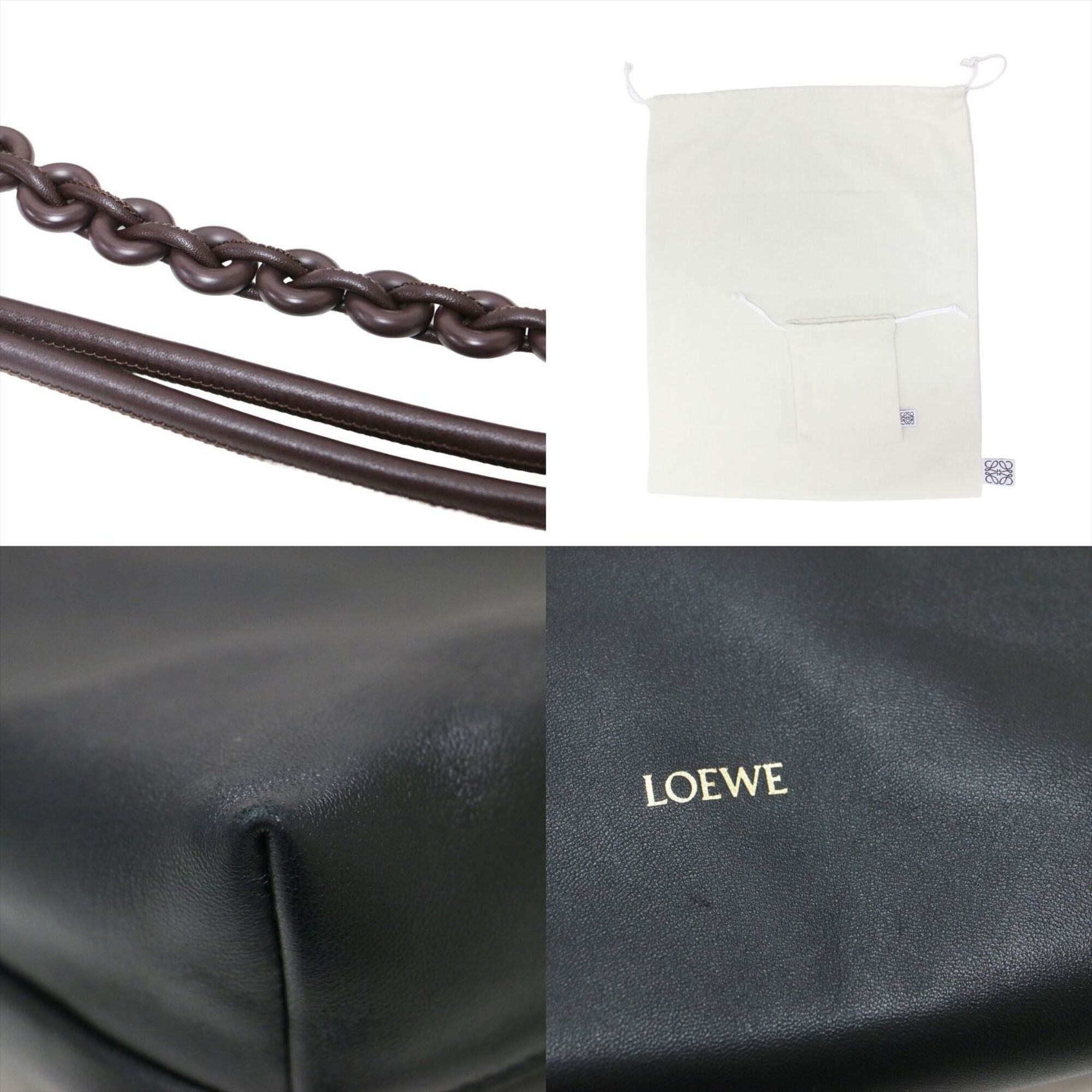 Loewe LOEWE Flamenco Purse Tote Melona Palam Shoulder Bag Crossbody Chain Leather Black Brown Women's Size ONE SIZE - 9 Thumbnail