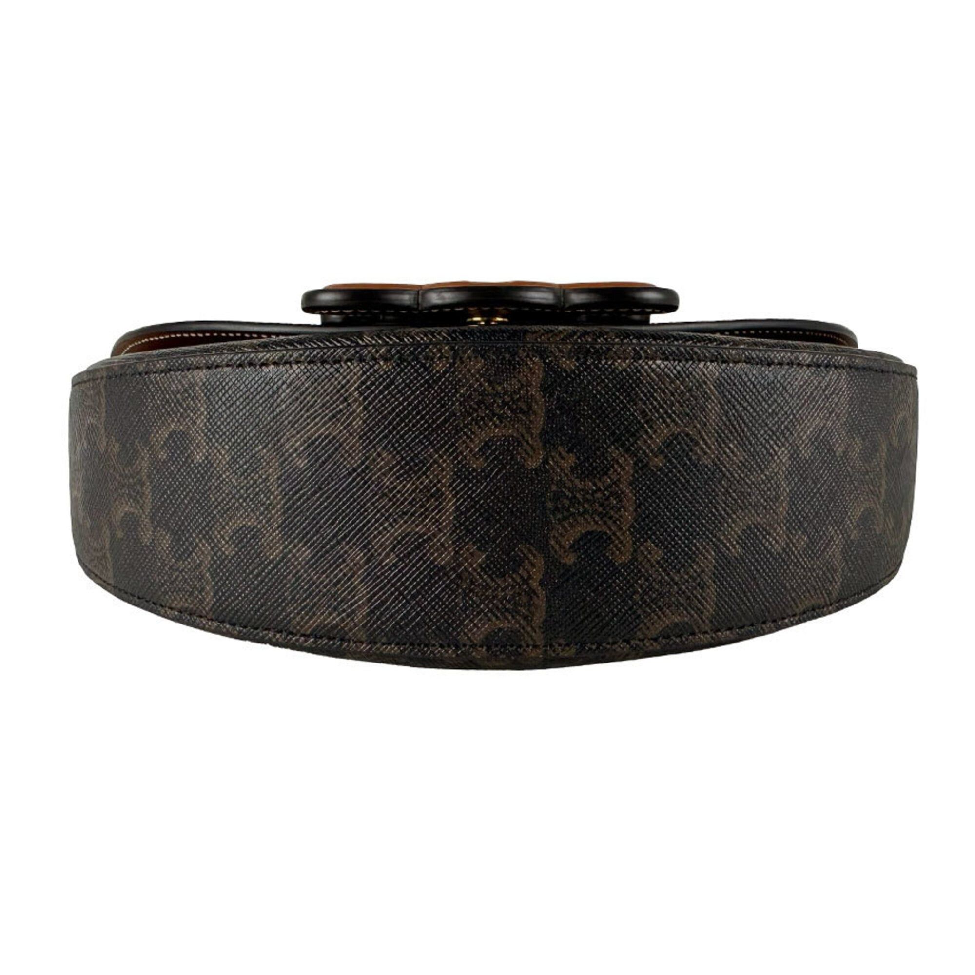 Celine Celine Shoulder Bag Cuir Triomphe Besace Leather Brown Women's z10853 Size ONE SIZE - 4 Thumbnail