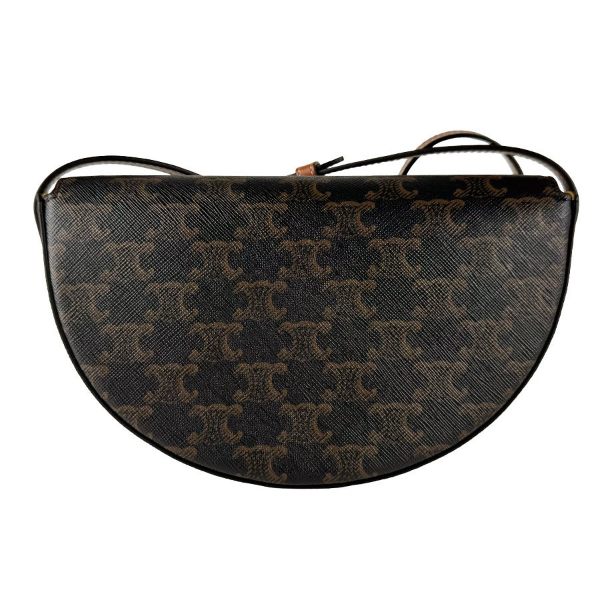 Celine Celine Shoulder Bag Cuir Triomphe Besace Leather Brown Women's z10853 Size ONE SIZE - 3 Thumbnail