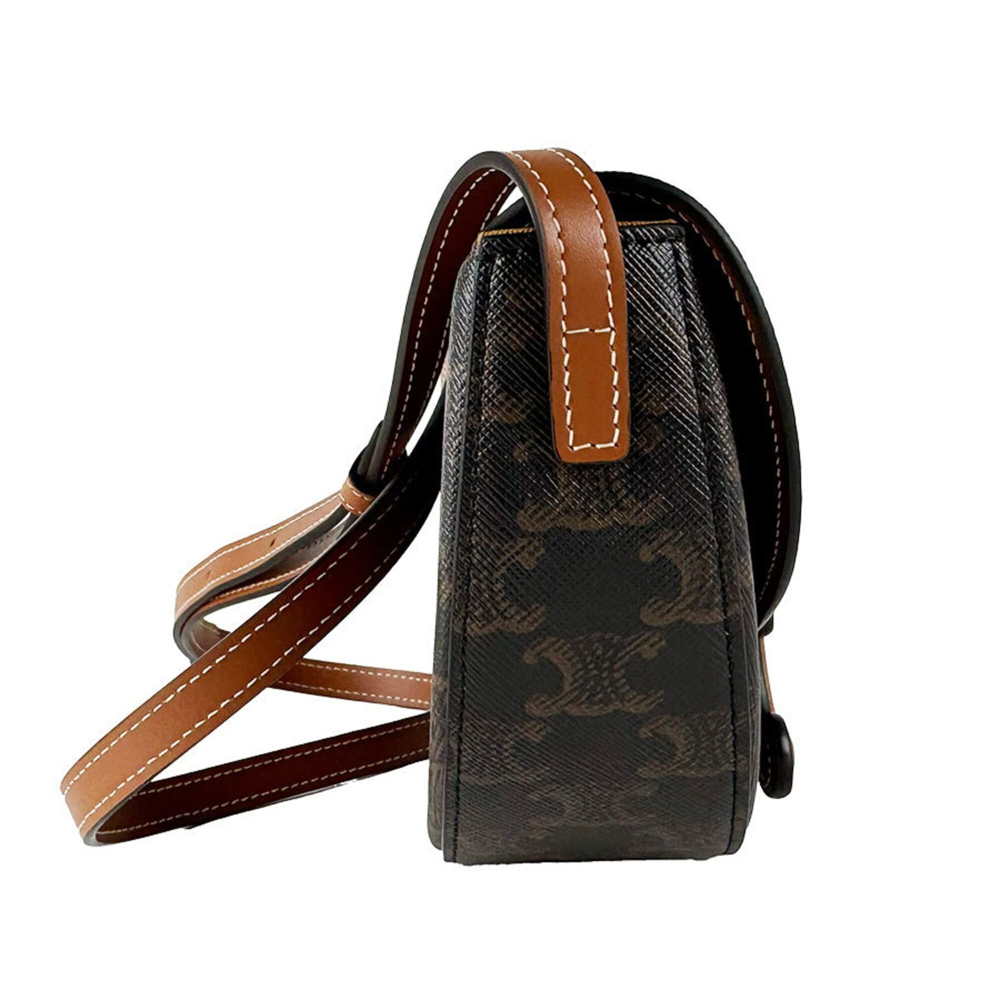 Celine Celine Shoulder Bag Cuir Triomphe Besace Leather Brown Women's z10853 Size ONE SIZE - 2 Thumbnail