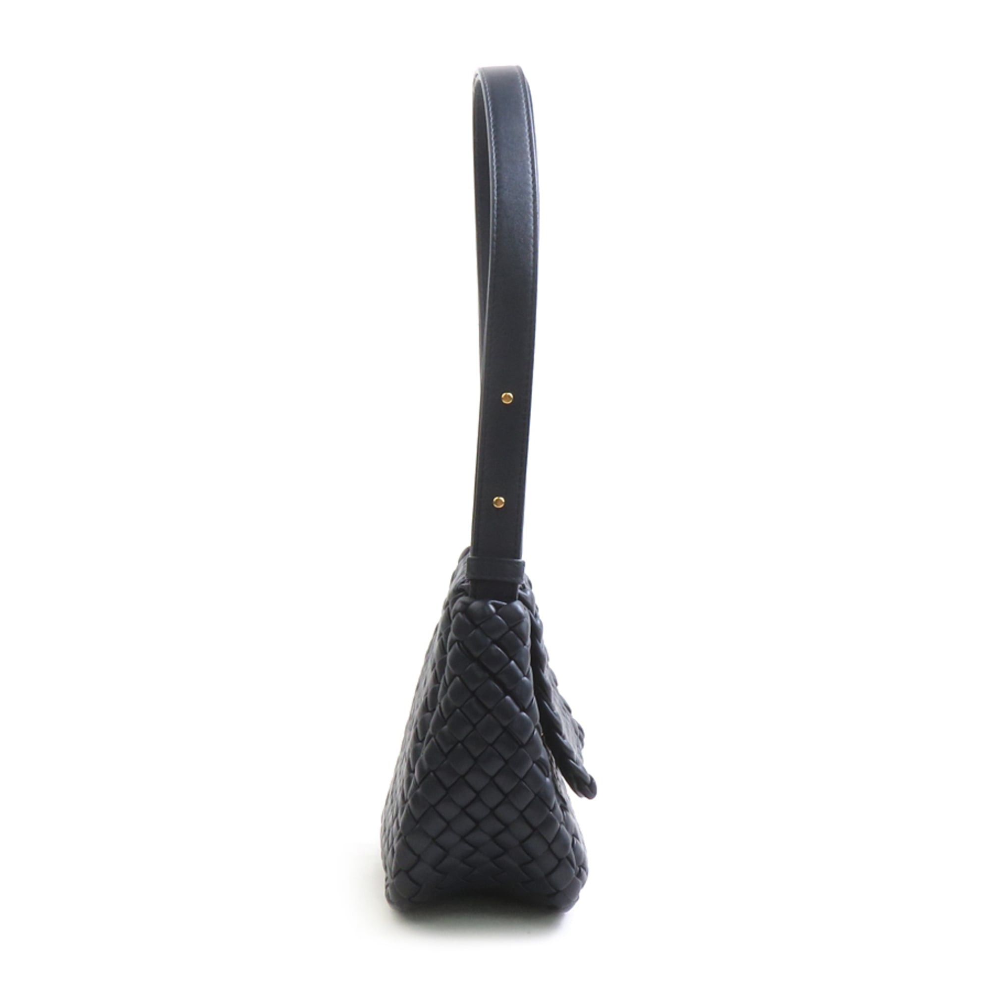 Bottega Veneta Bottega Veneta Intrecciato Small Cobble Leather Shoulder Bag, Navy, Women's, 90282k Size ONE SIZE - 2 Thumbnail