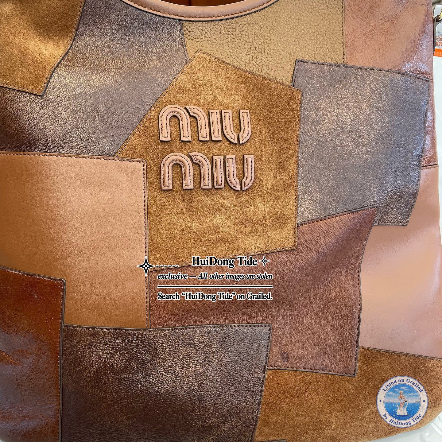 Miu Miu Miu Miu Patchwork Ivy Tote Bag Brown Size ONE SIZE - 11 Thumbnail