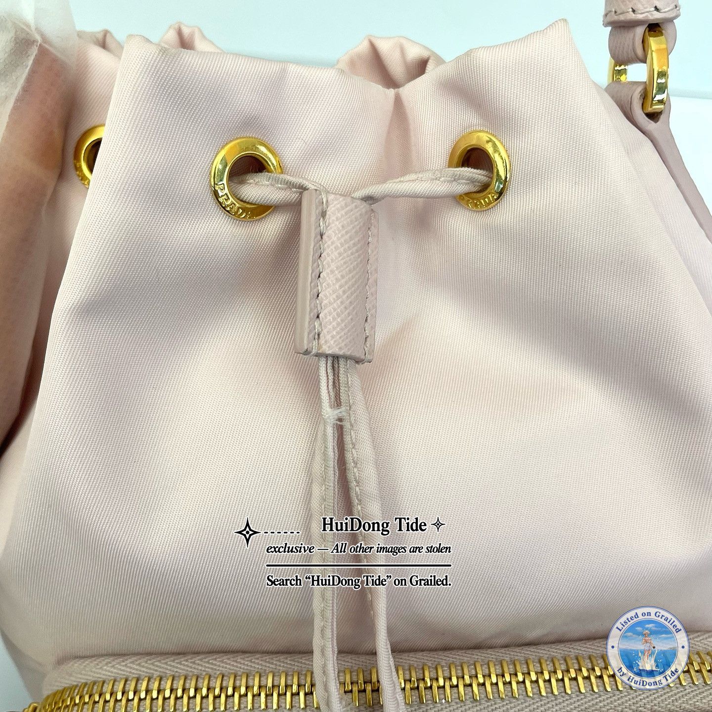 Prada Prada Duet Nylon Bucket Bag Pink Size ONE SIZE - 6 Thumbnail