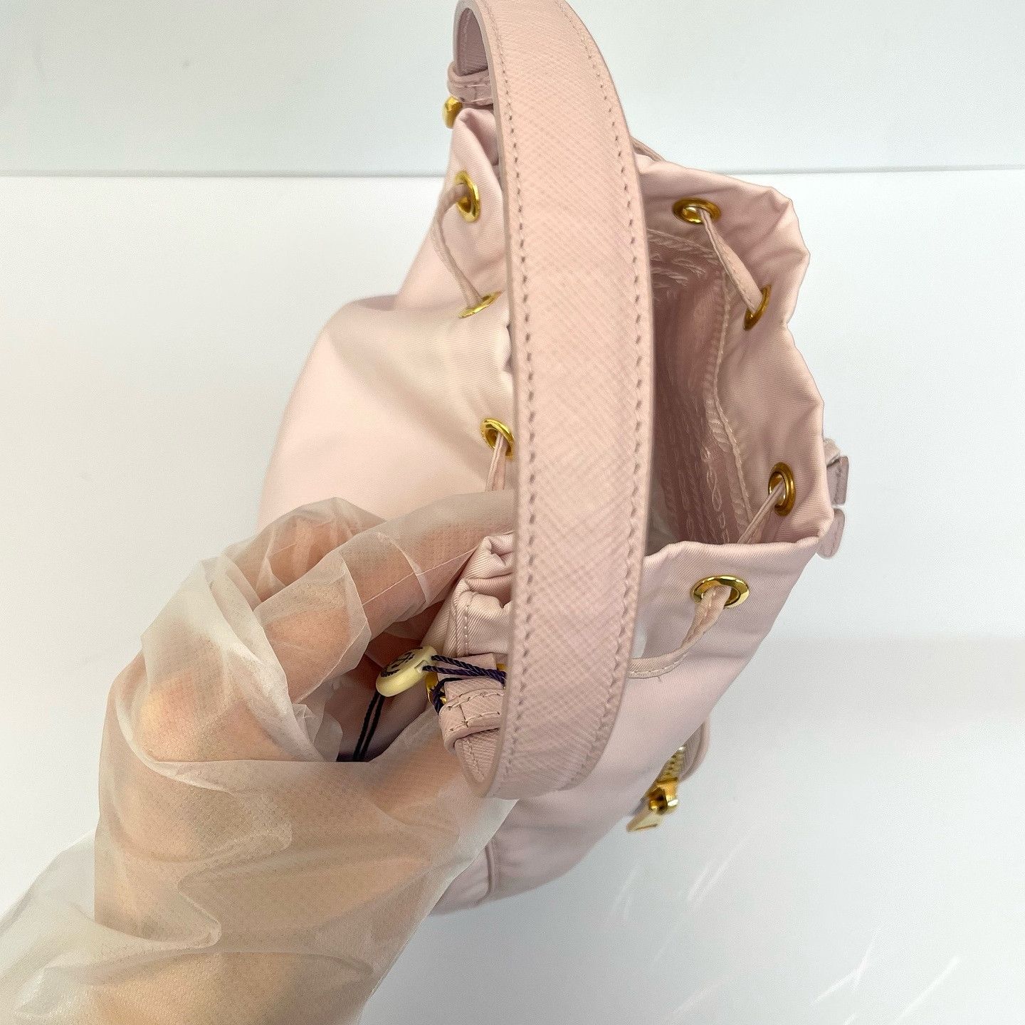 Prada Prada Duet Nylon Bucket Bag Pink Size ONE SIZE - 13 Thumbnail