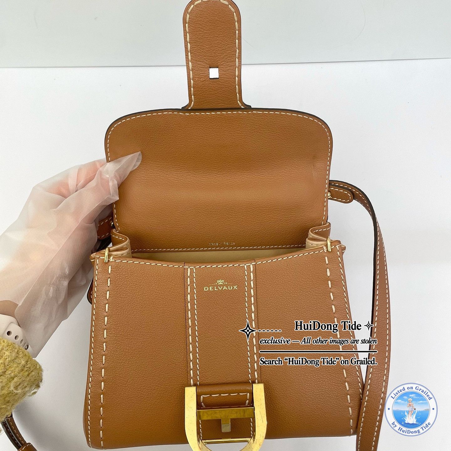 Delvaux Delvaux Brillant Mini Leather Handle Bag Caramel Size ONE SIZE - 20 Thumbnail