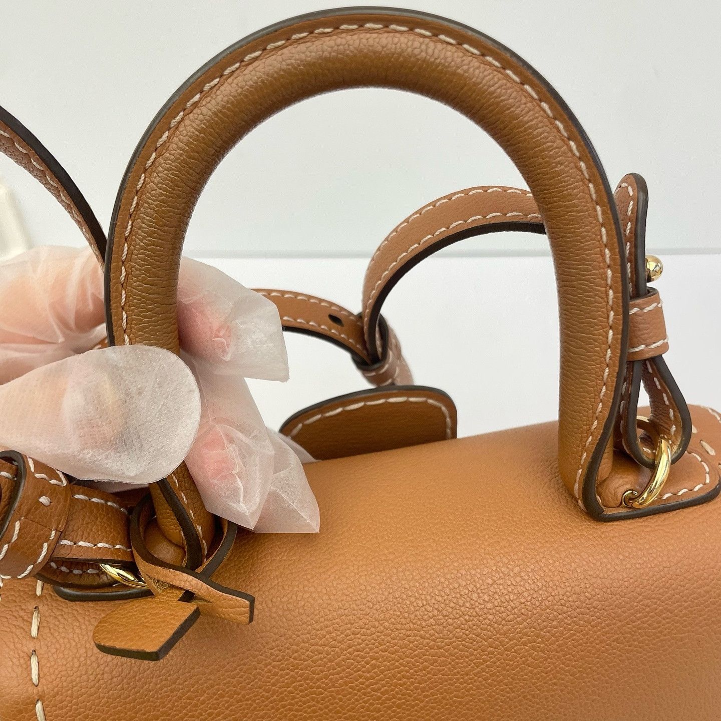 Delvaux Delvaux Brillant Mini Leather Handle Bag Caramel Size ONE SIZE - 16 Thumbnail