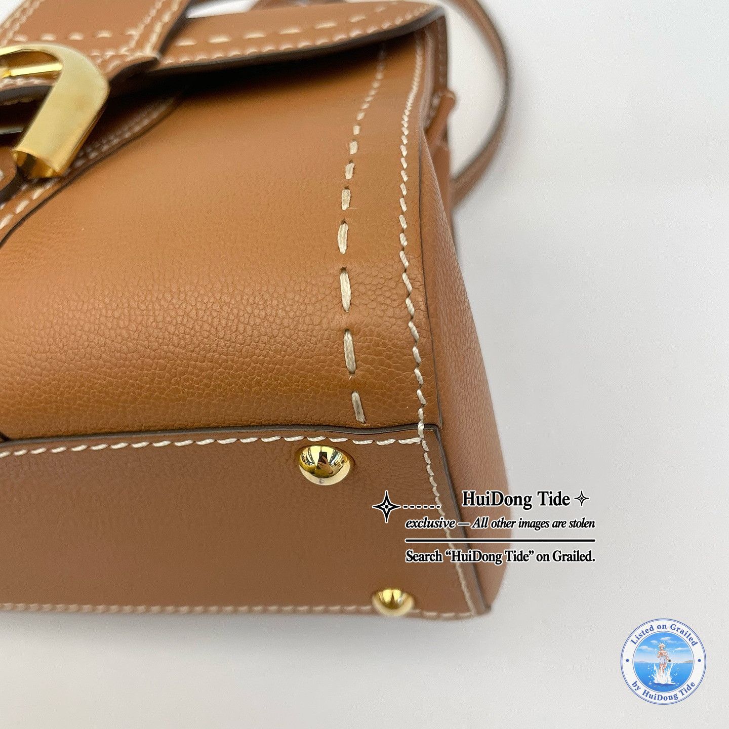 Delvaux Delvaux Brillant Mini Leather Handle Bag Caramel Size ONE SIZE - 7 Thumbnail