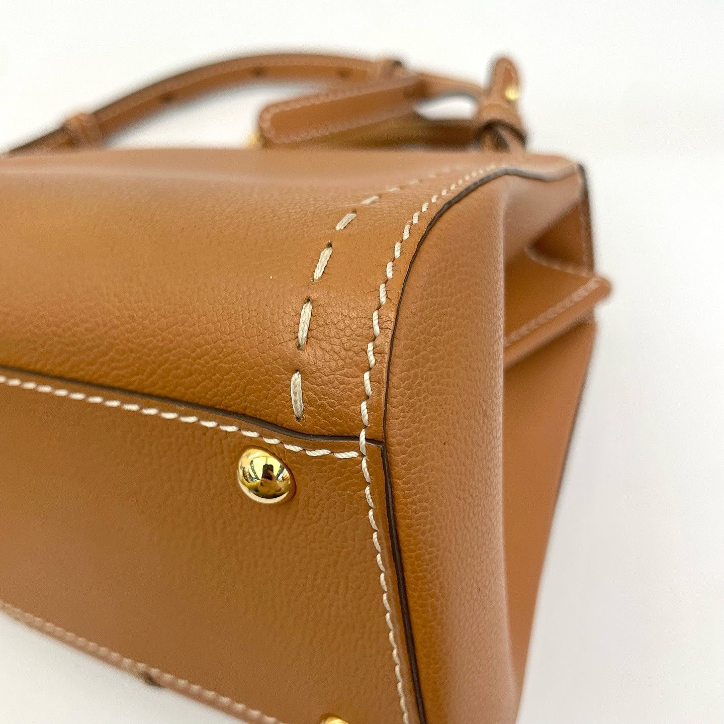Delvaux Delvaux Brillant Mini Leather Handle Bag Caramel Size ONE SIZE - 13 Thumbnail