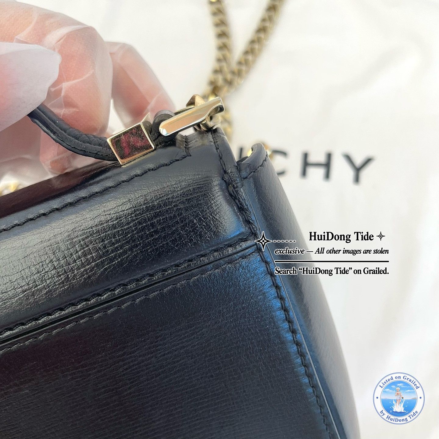 Givenchy Givenchy Black Logo Leather Handle Bag Size ONE SIZE - 15 Thumbnail