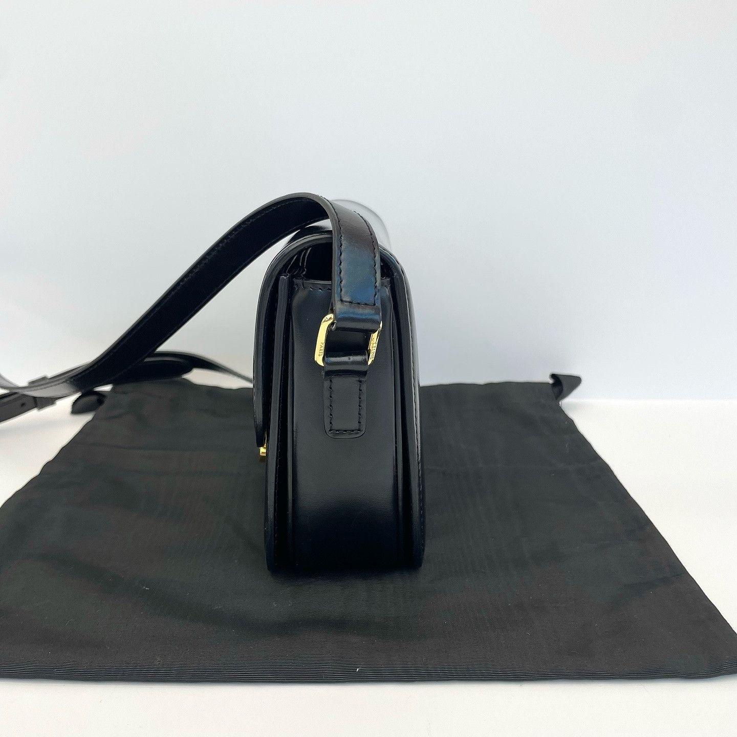 Celine CELINE Triomphe Leather Shoulder Bag Black Size ONE SIZE - 3 Thumbnail