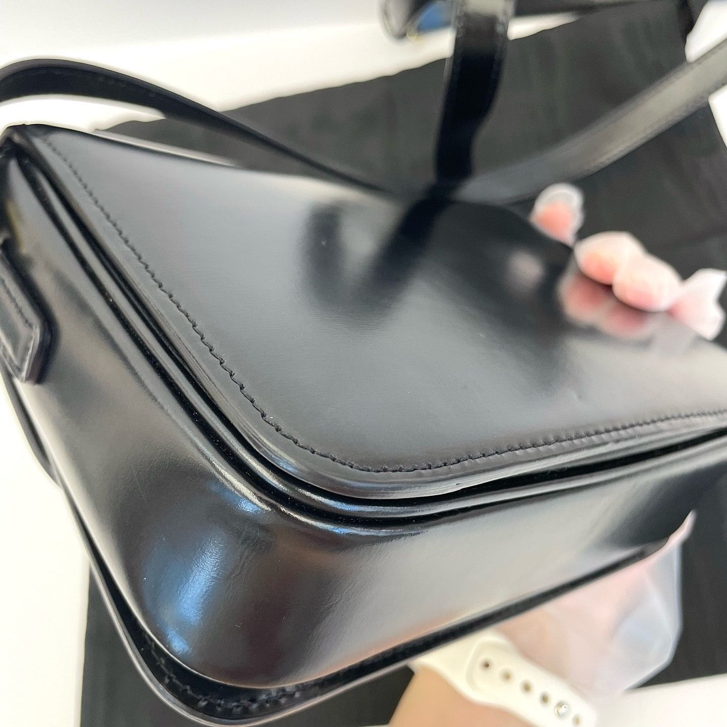 Celine CELINE Triomphe Leather Shoulder Bag Black Size ONE SIZE - 9 Thumbnail