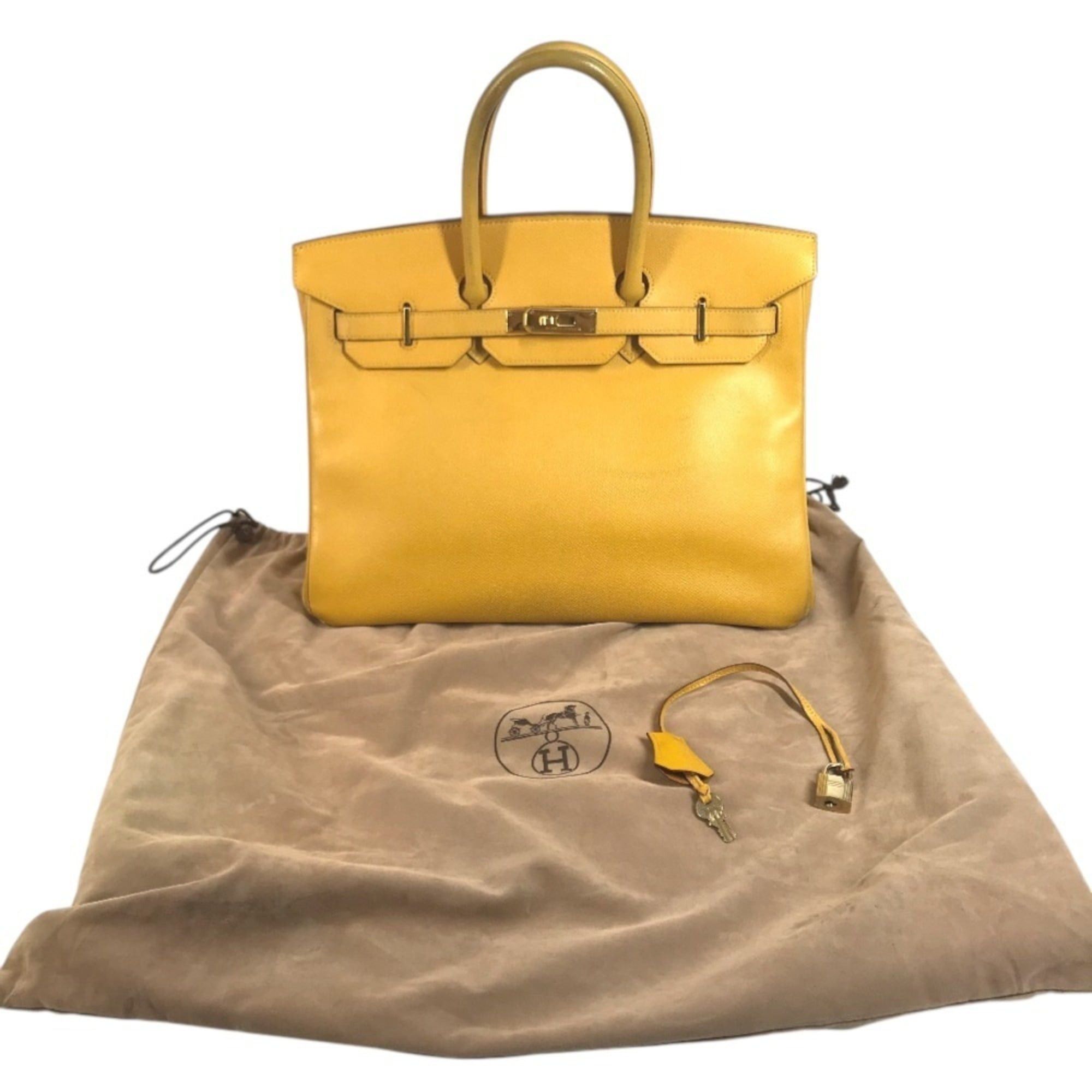 Hermes HERMES Birkin 35 Tote Bag Handbag Leather Men's Women's Jaune Yellow Size ONE SIZE - 17 Thumbnail